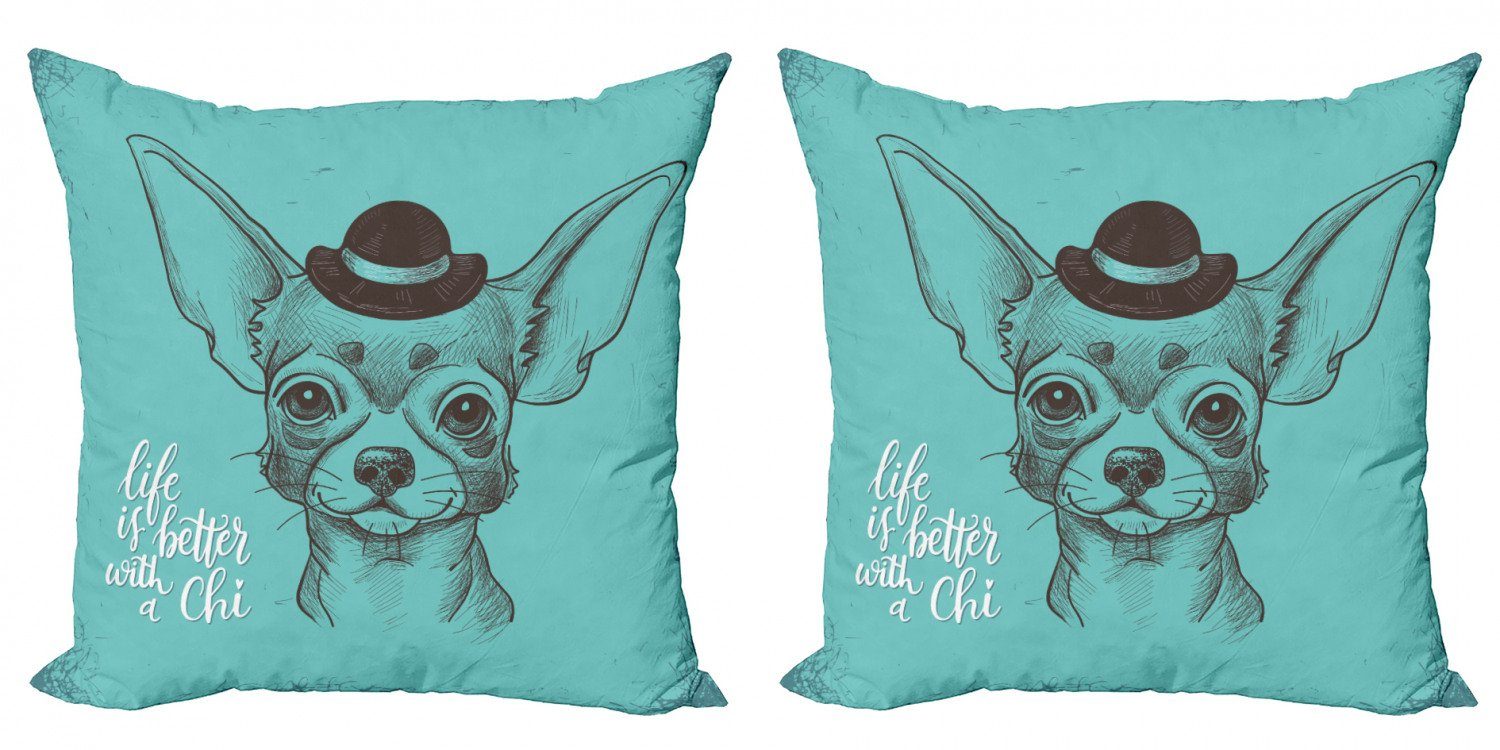 Abakuhaus ist Leben Accent Chihuahua (2 Kissenbezüge Stück), Modern Digitaldruck, mit Doppelseitiger Chi einem Das besser