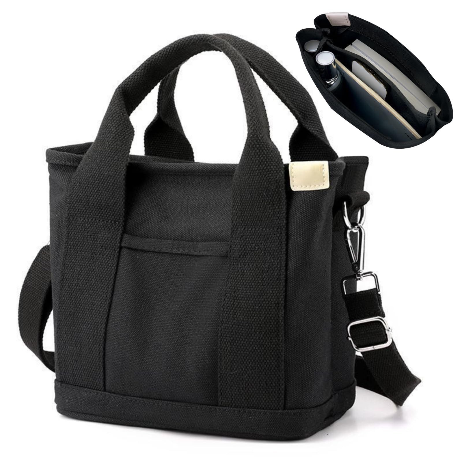 nsihing Handtasche Schultertasche Canvas, Umhängetasche Tote Bag mit Reißverschluss