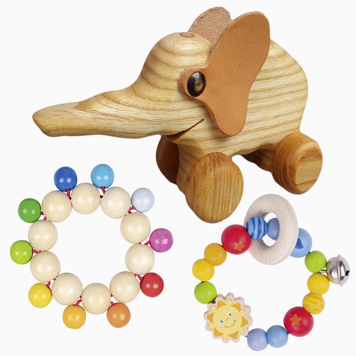Madera Spielzeuge Greifspielzeug Spielzeugset No.5 für Babys 3er Set (spar packung, 3-tlg., packung), für die ersten Entdeckungen