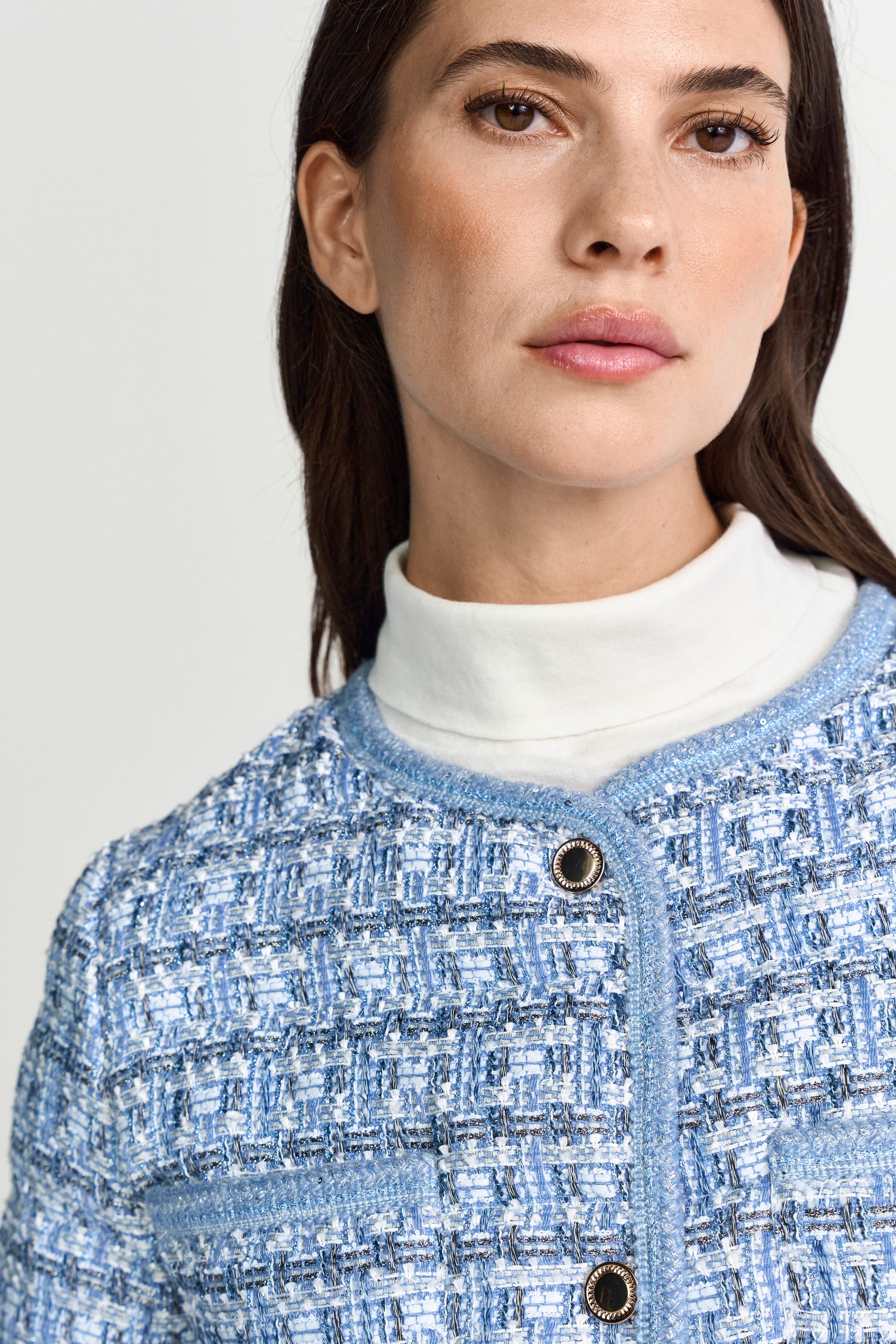 RICHROYAL Kurzjacke Boucle Optic, leicht wattiert, kastiger Schnitt, Glitzerfäden