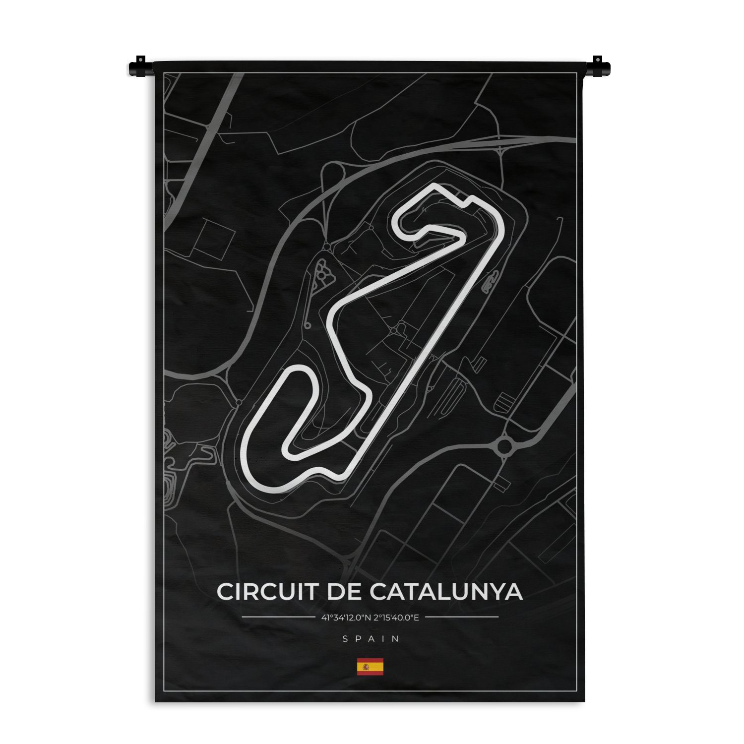 MuchoWow Wanddekoobjekt F1 - Rennstrecke - Circuit de Barcelona-Catalunya - Rennstrecke -, Wanddeko für Wohnzimmer, Schlafzimmer, Kleid, Wandbehang, Kinderzimmer