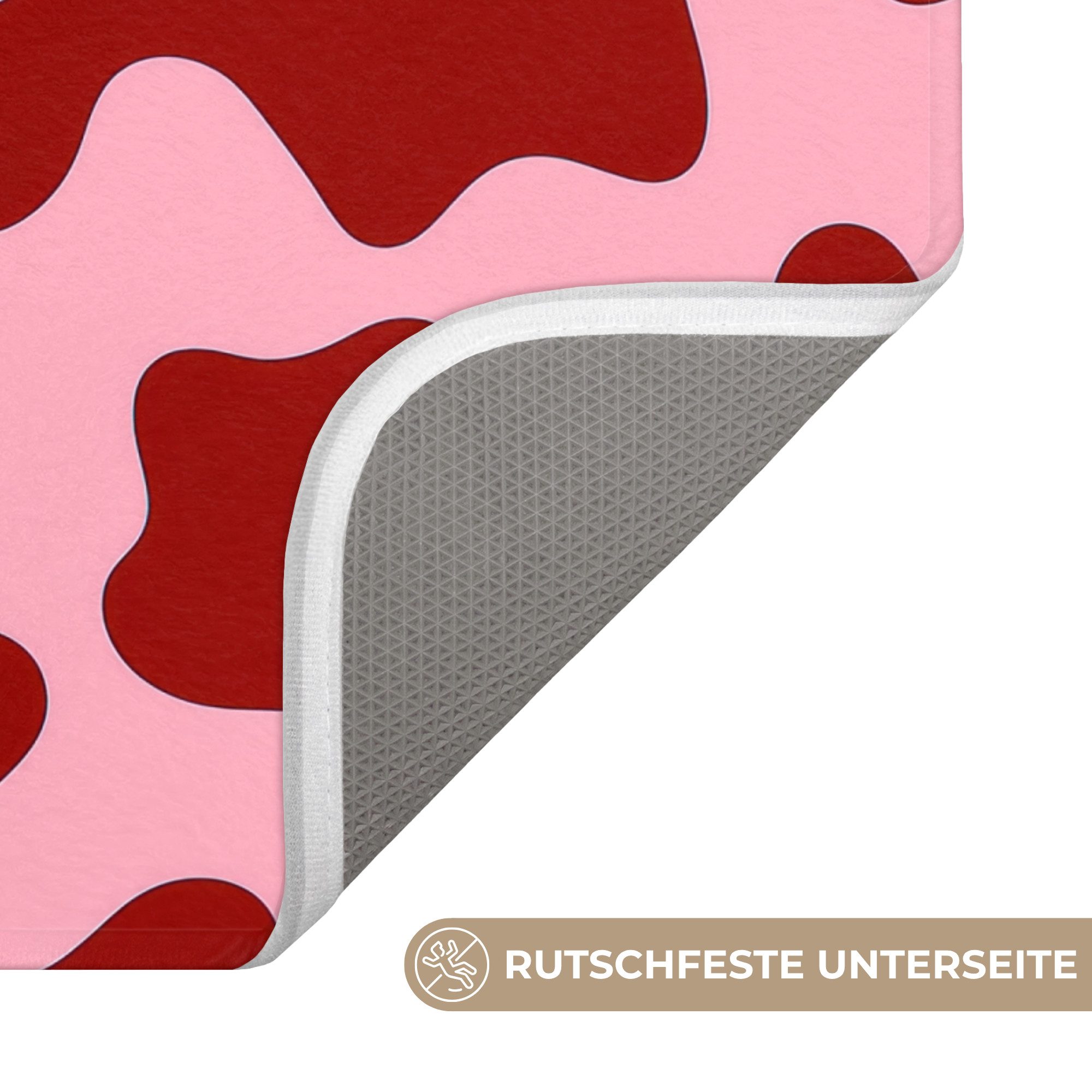 OnlyWow WC-Vorleger Modern - Abstrakt - Rot, Höhe 10 mm, Polyester, U-Form, Vorleger mit Ausschnitt, Toilettenvorleger, Toilettenteppich