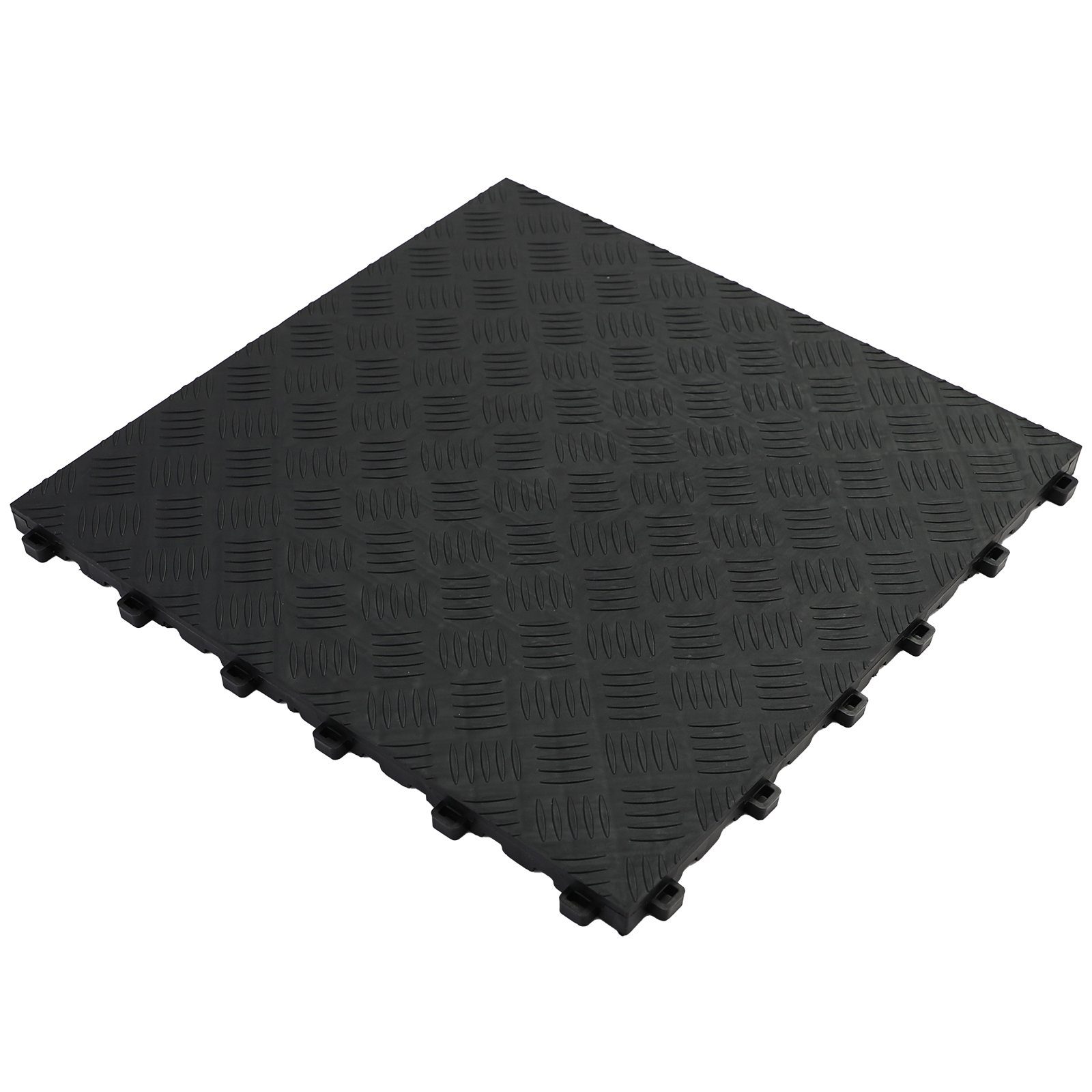RAMROXX Klickfliese Riffelblech Performance Bodenfliese Garagenboden Floor Schwarz 40x40cm