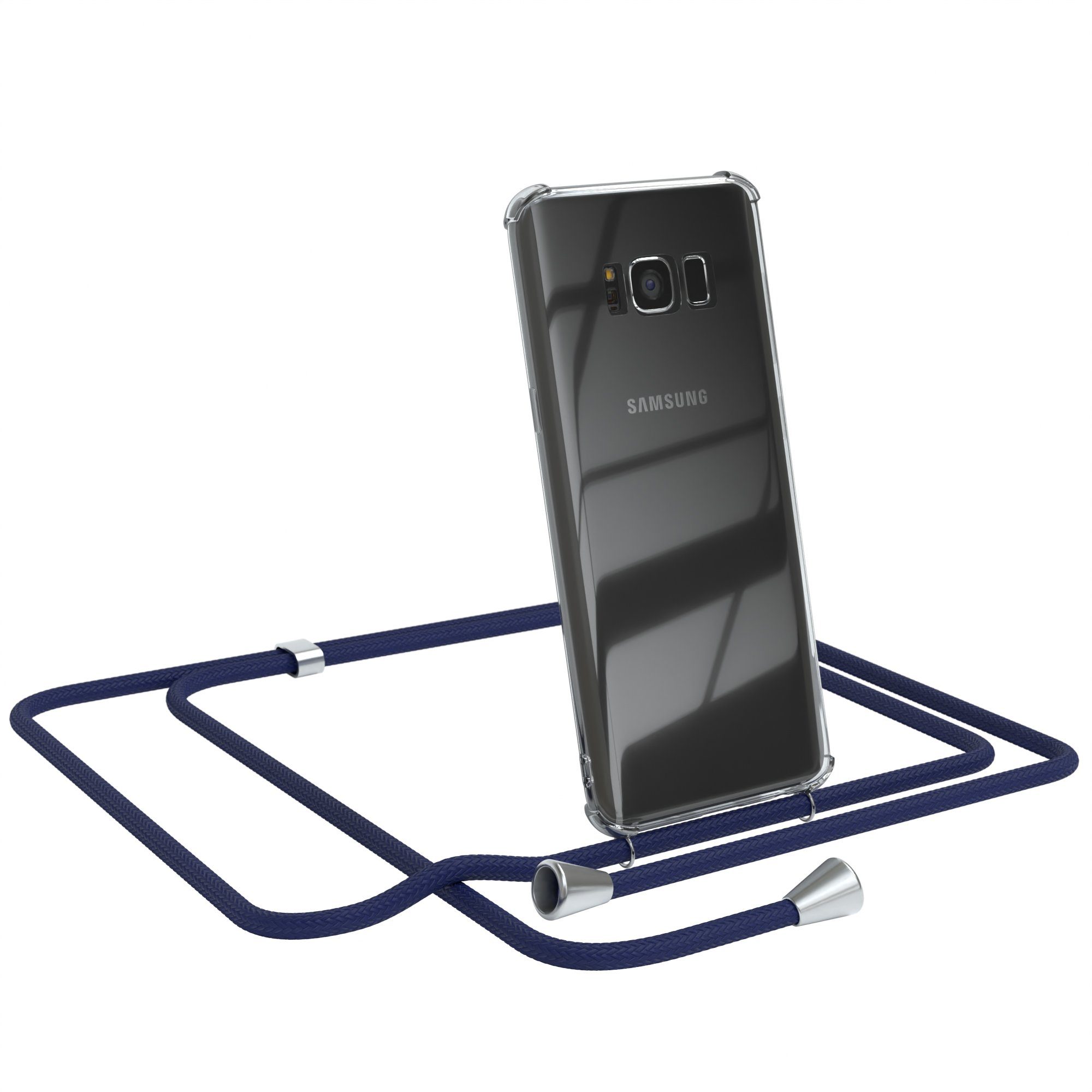 EAZY CASE Handykette Hülle mit Kette für Samsung Galaxy S8 5,8 Zoll, Kette zum Umhängen Backcover Etui Schutzhülle Hülle mit Band Case Blau