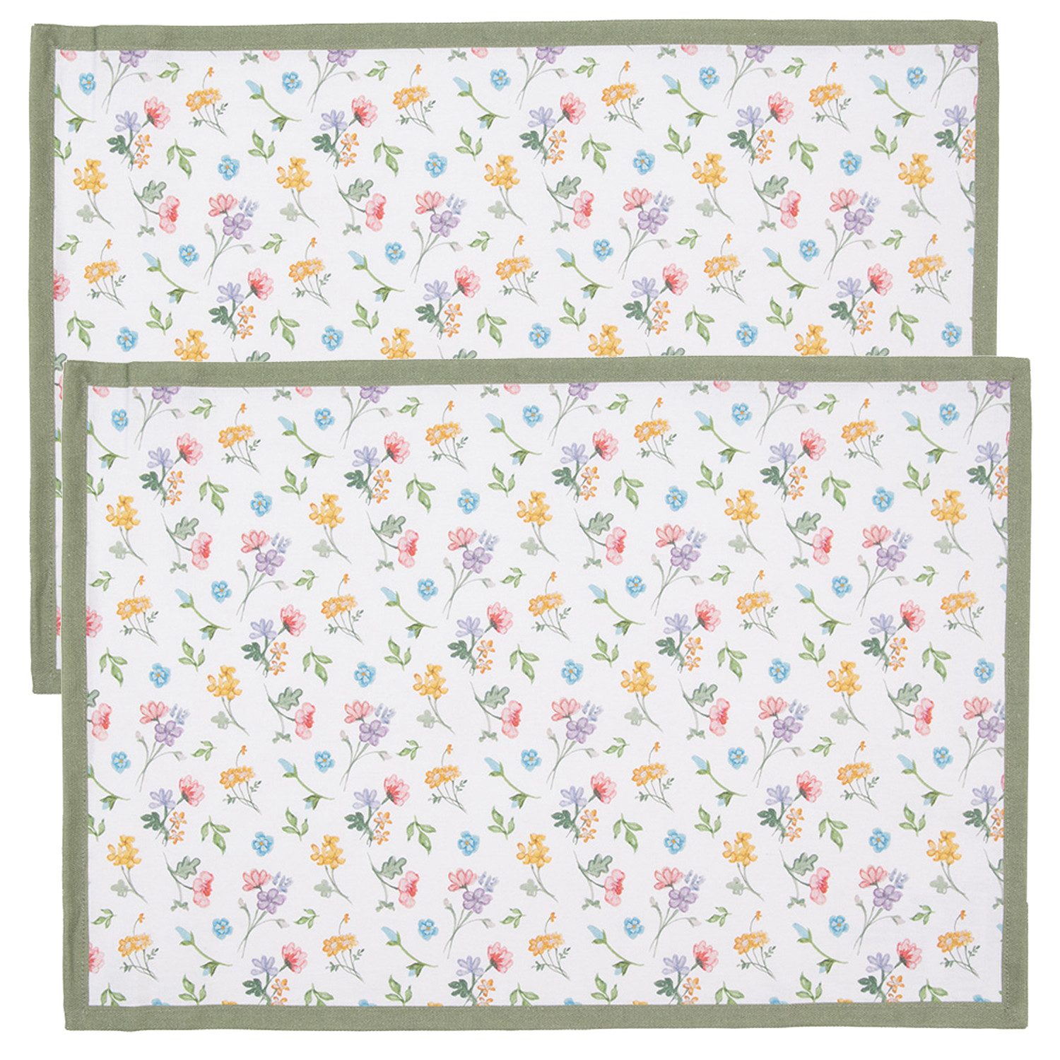 Clayre & Eef Platzset Colourful Flowers, (Set, 2-St., 2-teilig), Tischsets Platzsets (2 Stück) Platzdeckchen ca.48x33cm Baumwolle