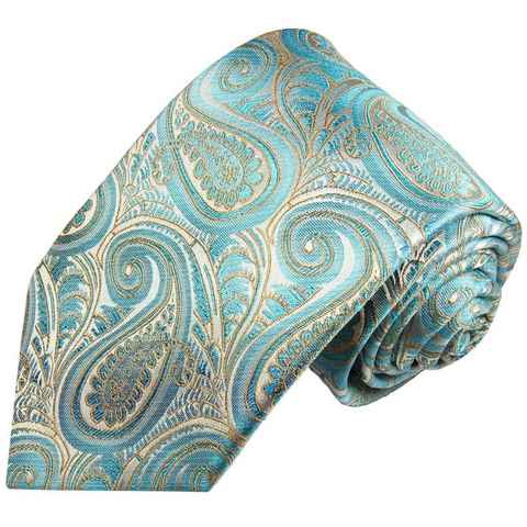 Paul Malone Krawatte Elegante Seidenkrawatte Herren Schlips paisley brokat 100% Seide Schmal (6cm), türkis 2016