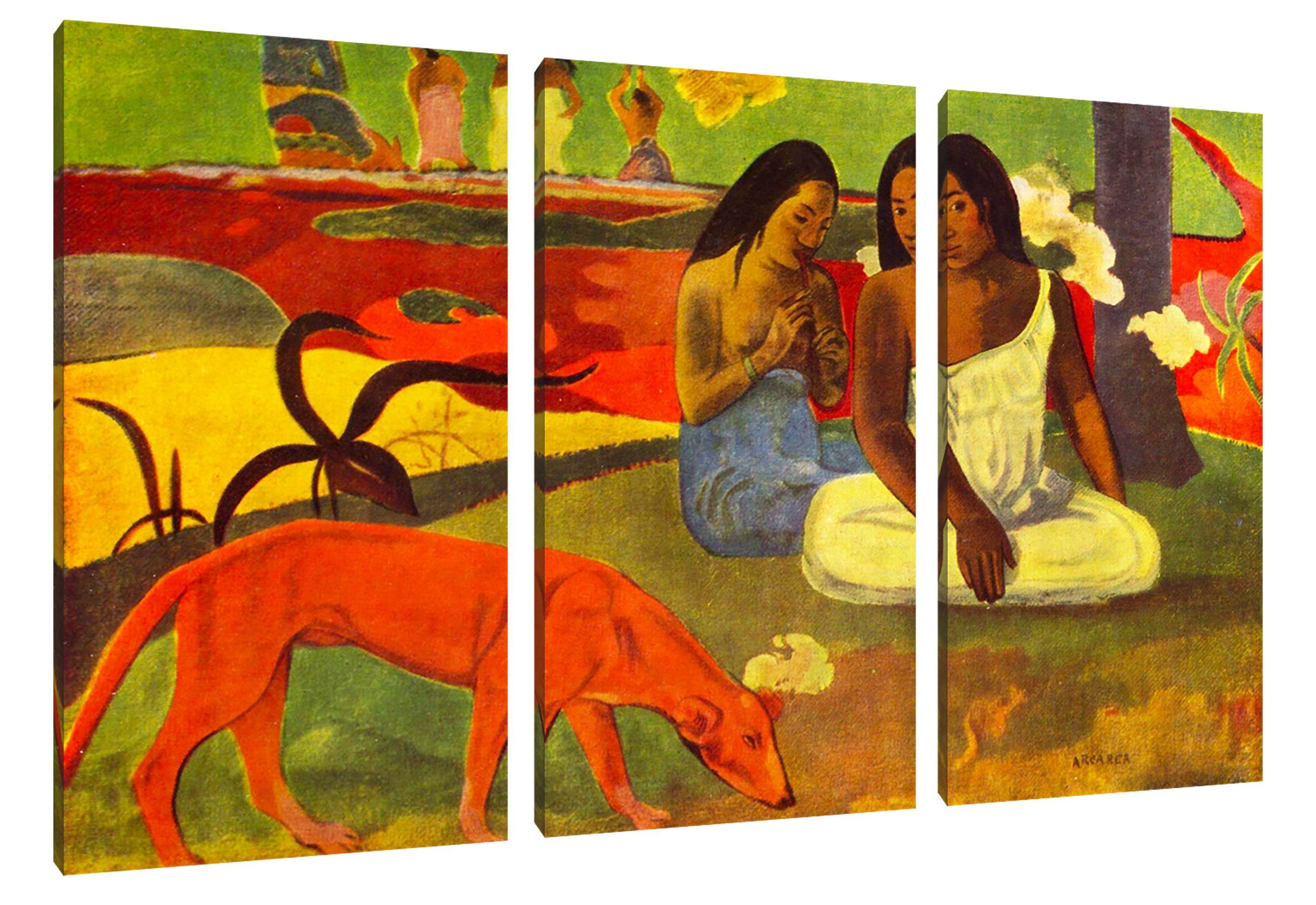 Pixxprint Leinwandbild Paul Gauguin - Arearea, Paul Gauguin - Arearea 3Teiler (120x80) (1 St), Leinwandbild fertig bespannt, inkl. Zackenaufhänger