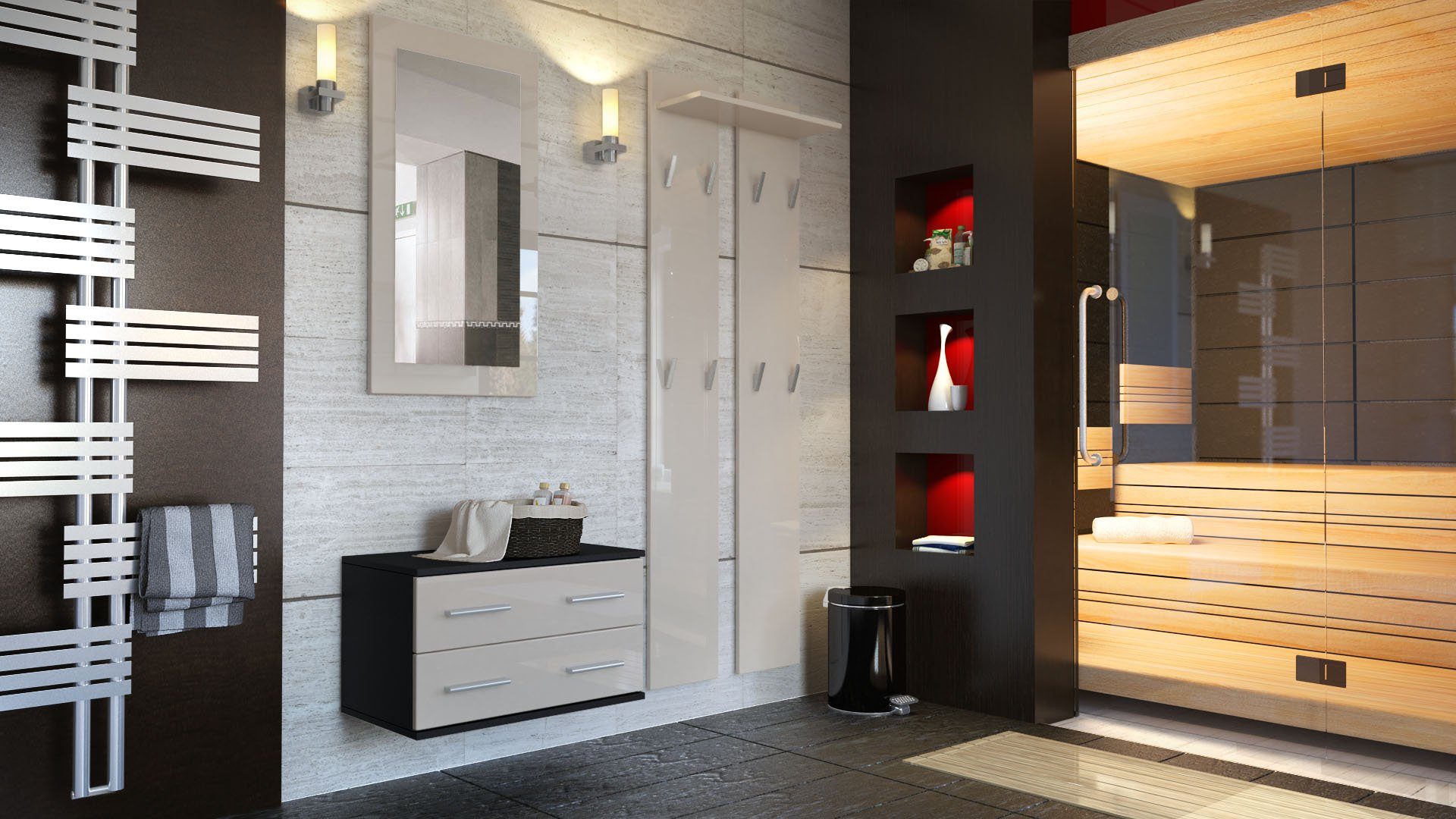 Vladon Garderoben-Set Kioto, (Garderobenset bestehend aus 1 Hängeschubkaste günstig online kaufen