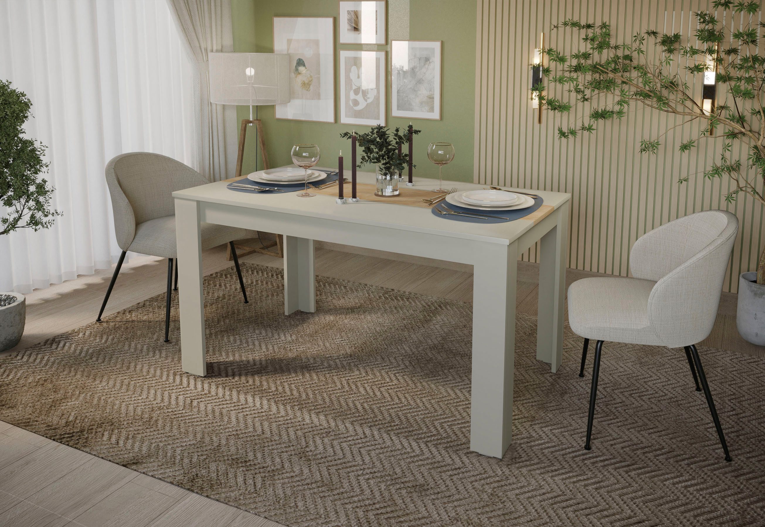 OTTO home Esstisch Adana, 140cm (1-St), 140cm, Küchentisch, Kaschmir und Eiche wahlweise kombinierbar