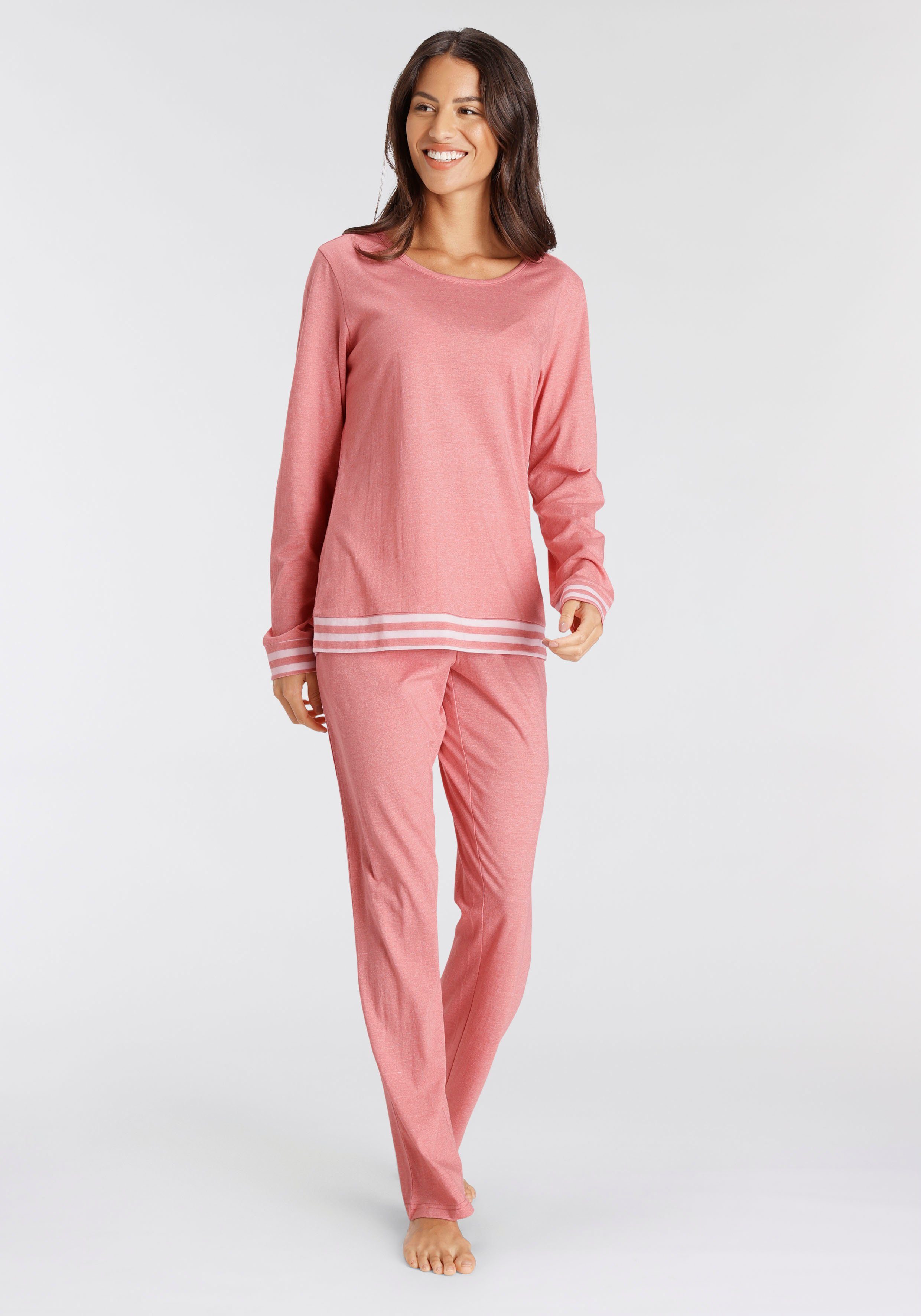 Vivance Dreams Pyjama (2 tlg) mit gestreiften Bündchen günstig online kaufen