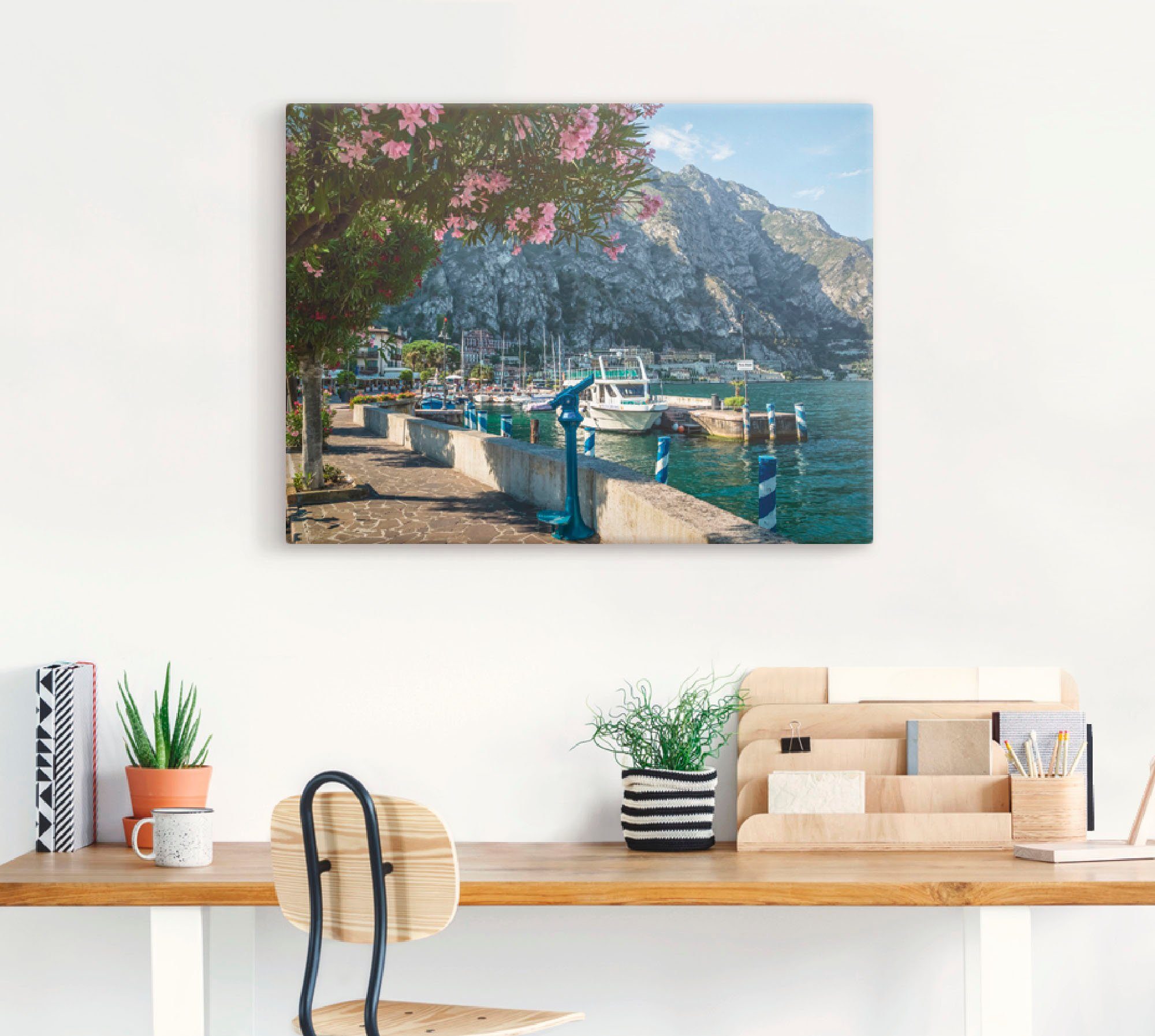 Artland Leinwandbild Gardasee Hafen Limone sul Garda I, Europa (1 St), auf Holzrahmen gespannt