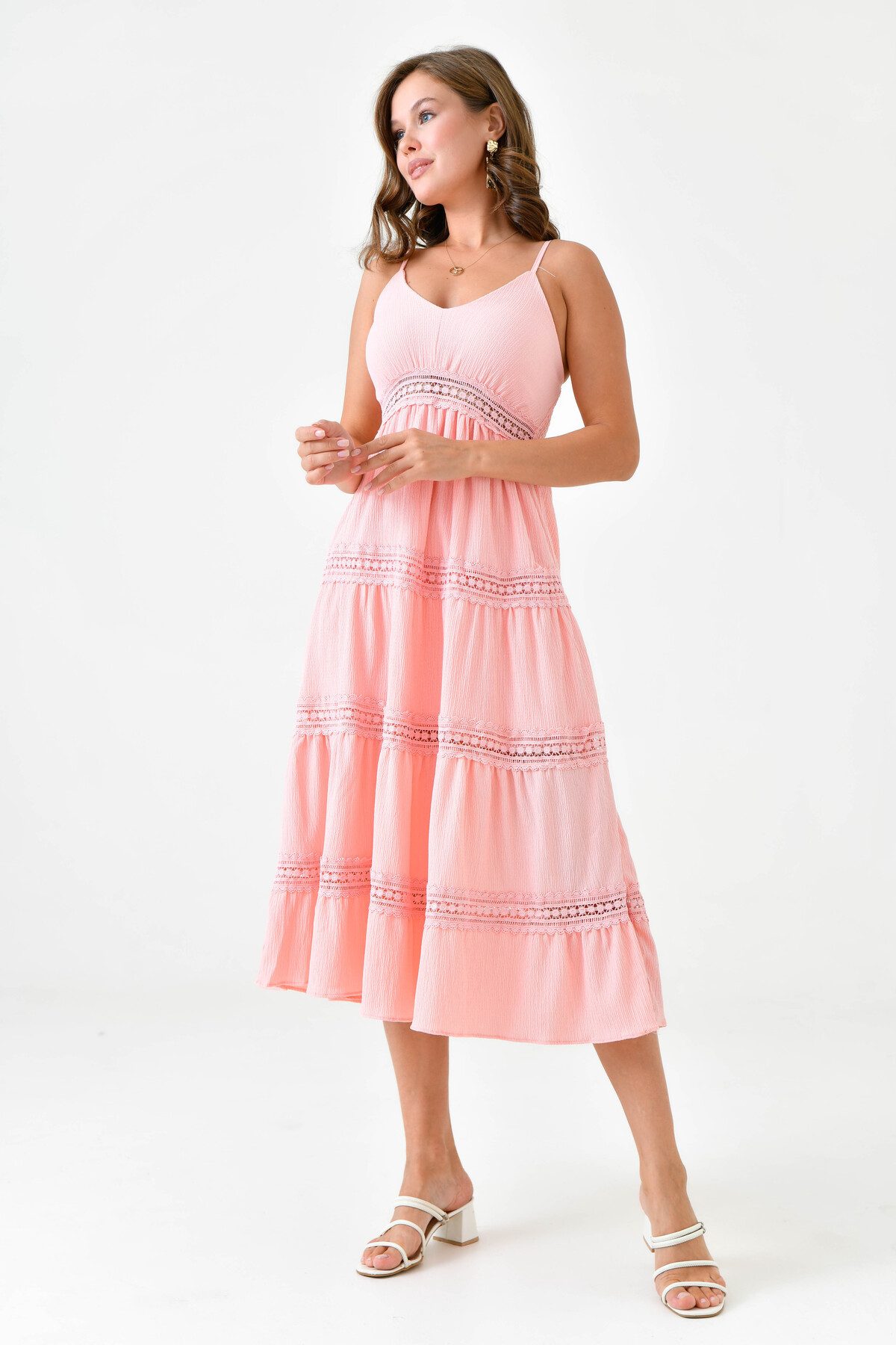 WOMAN VISION Minikleid Midikleid mit V-Ausschnitt und Trägern