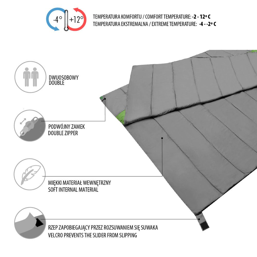 NILS CAMP Doppelschlafsack Deckenschlafsack Trekking Zweipersonen (Spar-Set, 1 tlg., 190 x 150 cm warm), für 2 Personen, warm, als Decke nutzbar