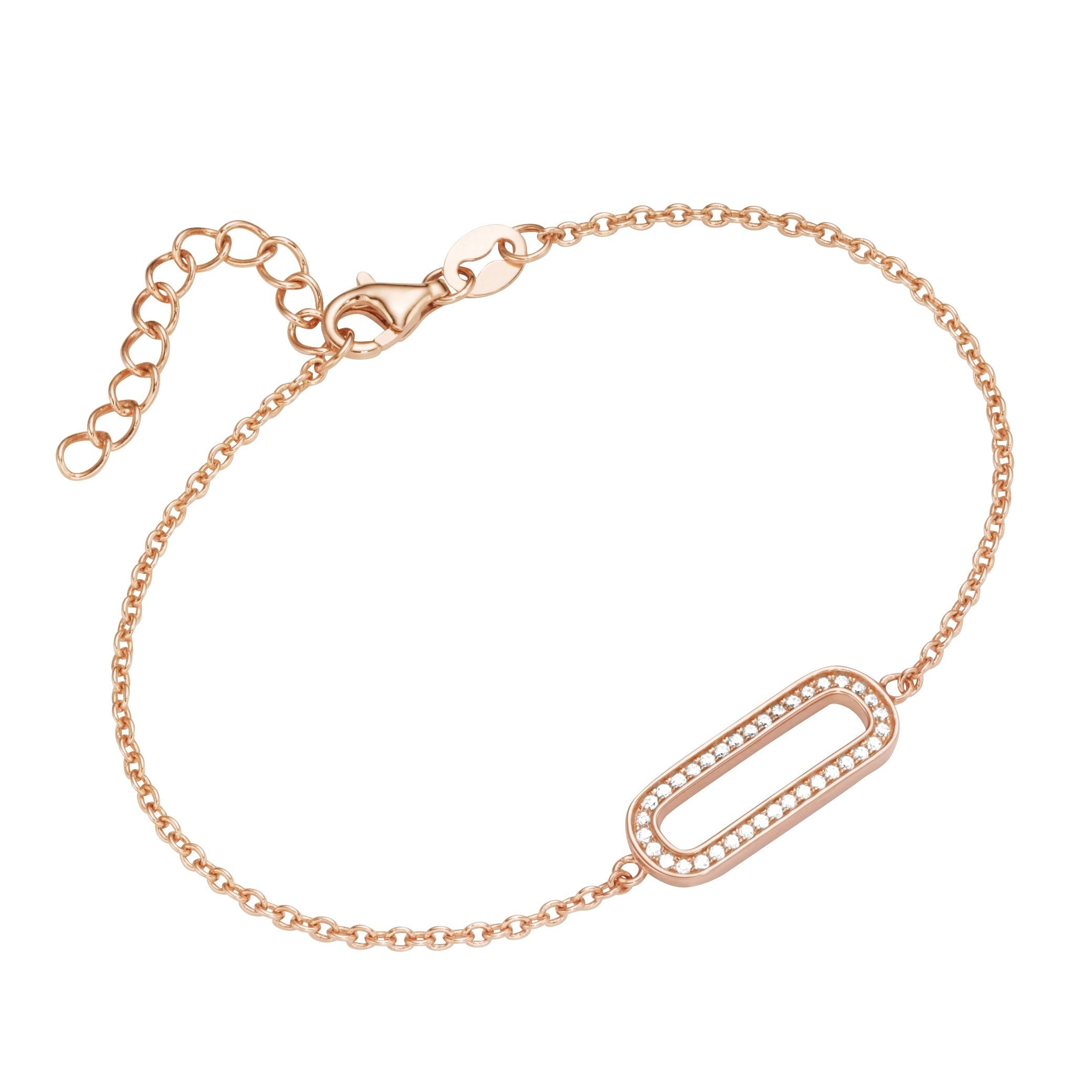 Smart Jewel Armband mit ovalem Mittelteil, Zirkonia Steine, Silber 925 | Silberarmbänder