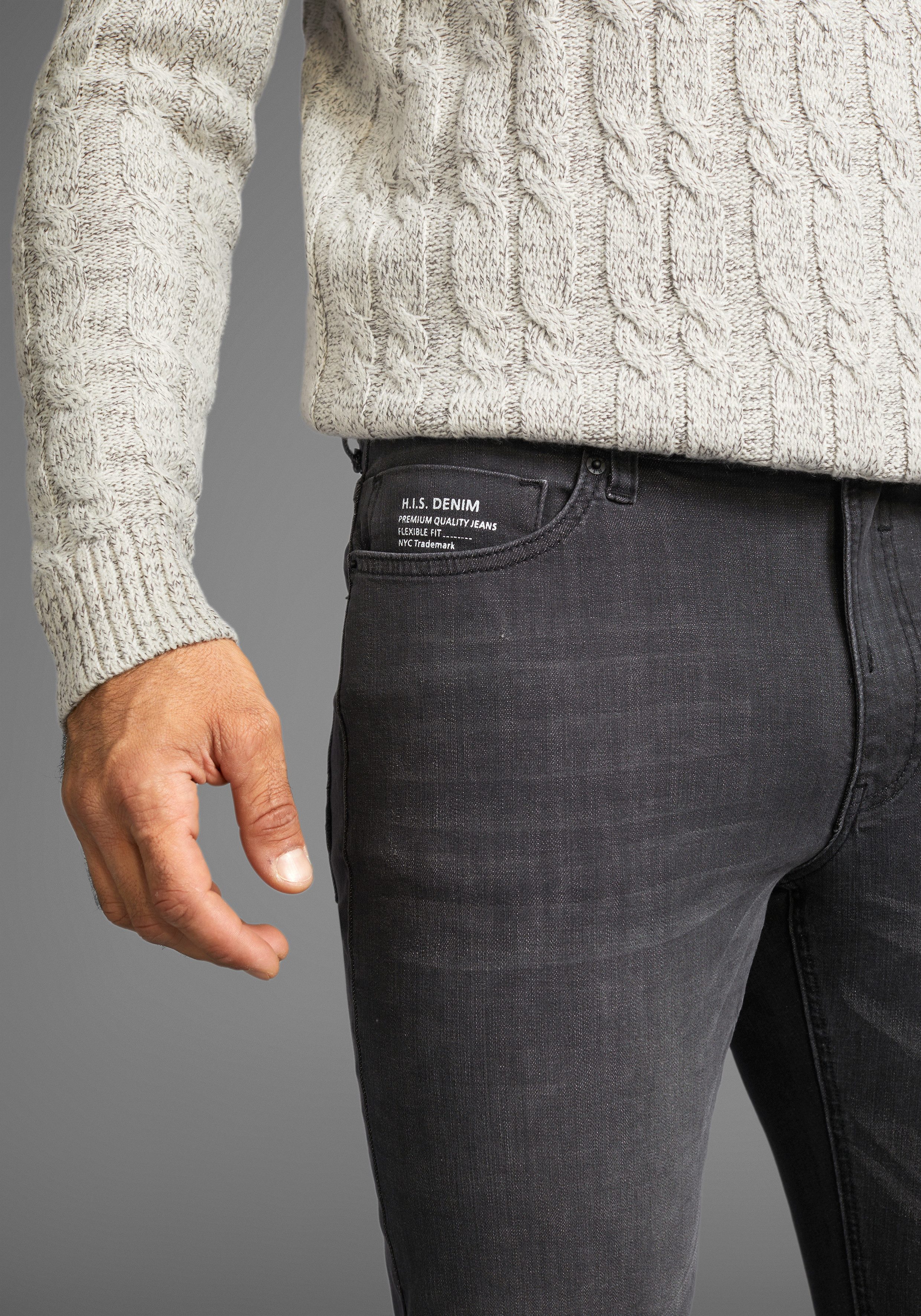 H.I.S Straight-Jeans DIX gerade Beinform, niedrige Leibhöhe, Used-Waschung