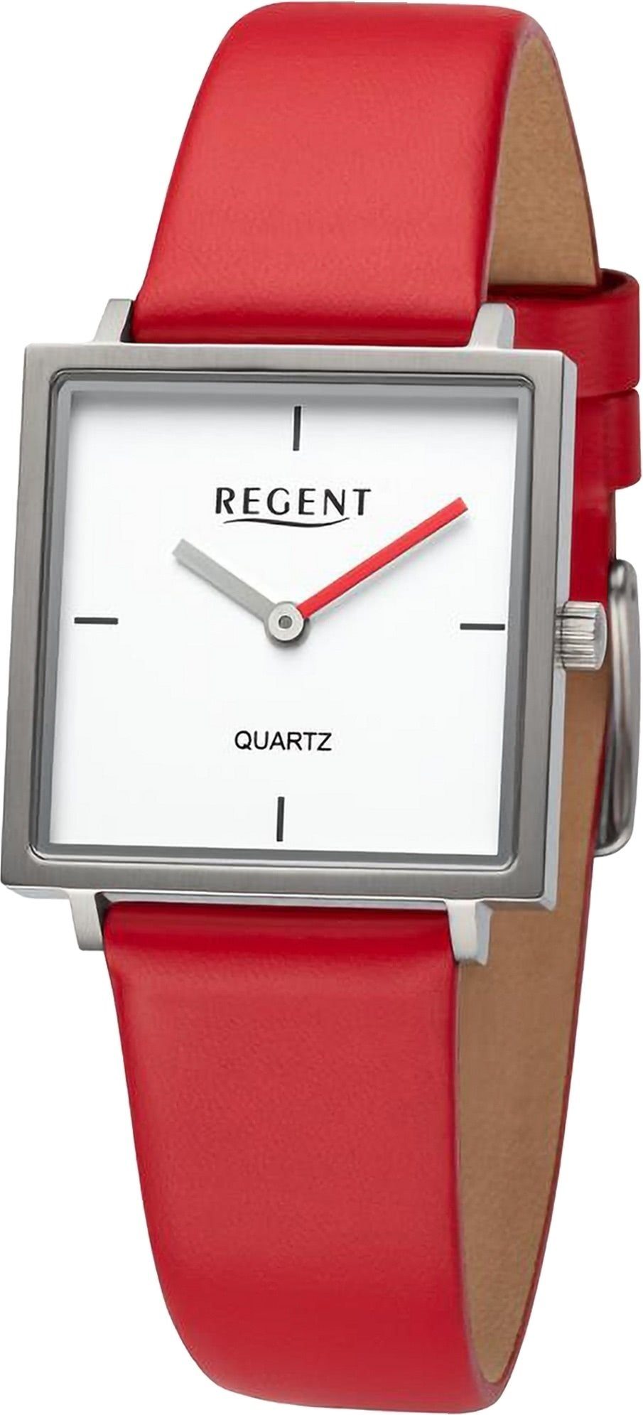 Regent Quarzuhr Regent Damen Armbanduhr Analog, Damen Armbanduhr rund, extra groß (ca. 28x28mm), Lederarmband