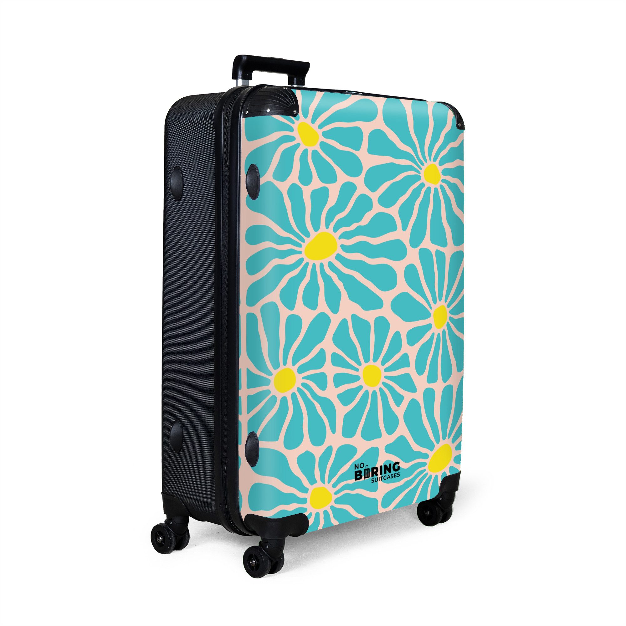 NoBoringSuitcases.com© Hartschalen-Trolley Beige mit blauen und günstig online kaufen