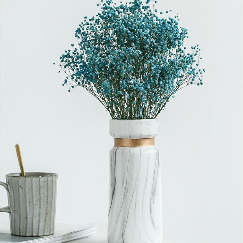 GelldG Dekovase Hochwertigen Weiß Marmor-Optik aus Vase Moderne als Keramik