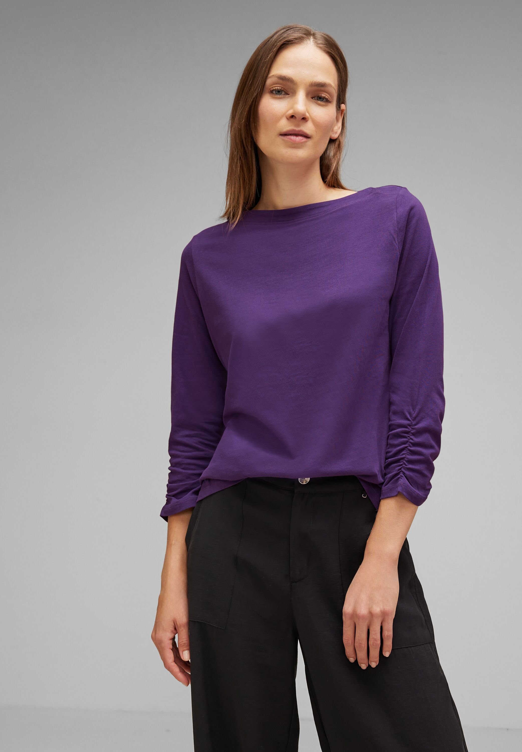 STREET ONE 3/4-Arm-Shirt mit Raffung intense pure lilac | Rollkragenshirts