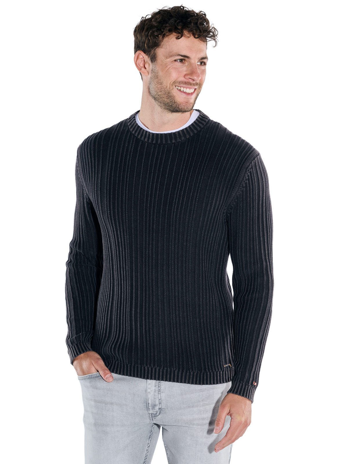 emilio adani Rundhalspullover Herren Rundhals Pullover, Saphirblau