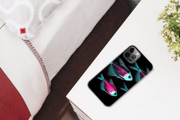MuchoWow Handyhülle Fisch - Lila - Blau, Handyhülle Apple iPhone 12 Pro, Smartphone-Bumper, Print, Handy