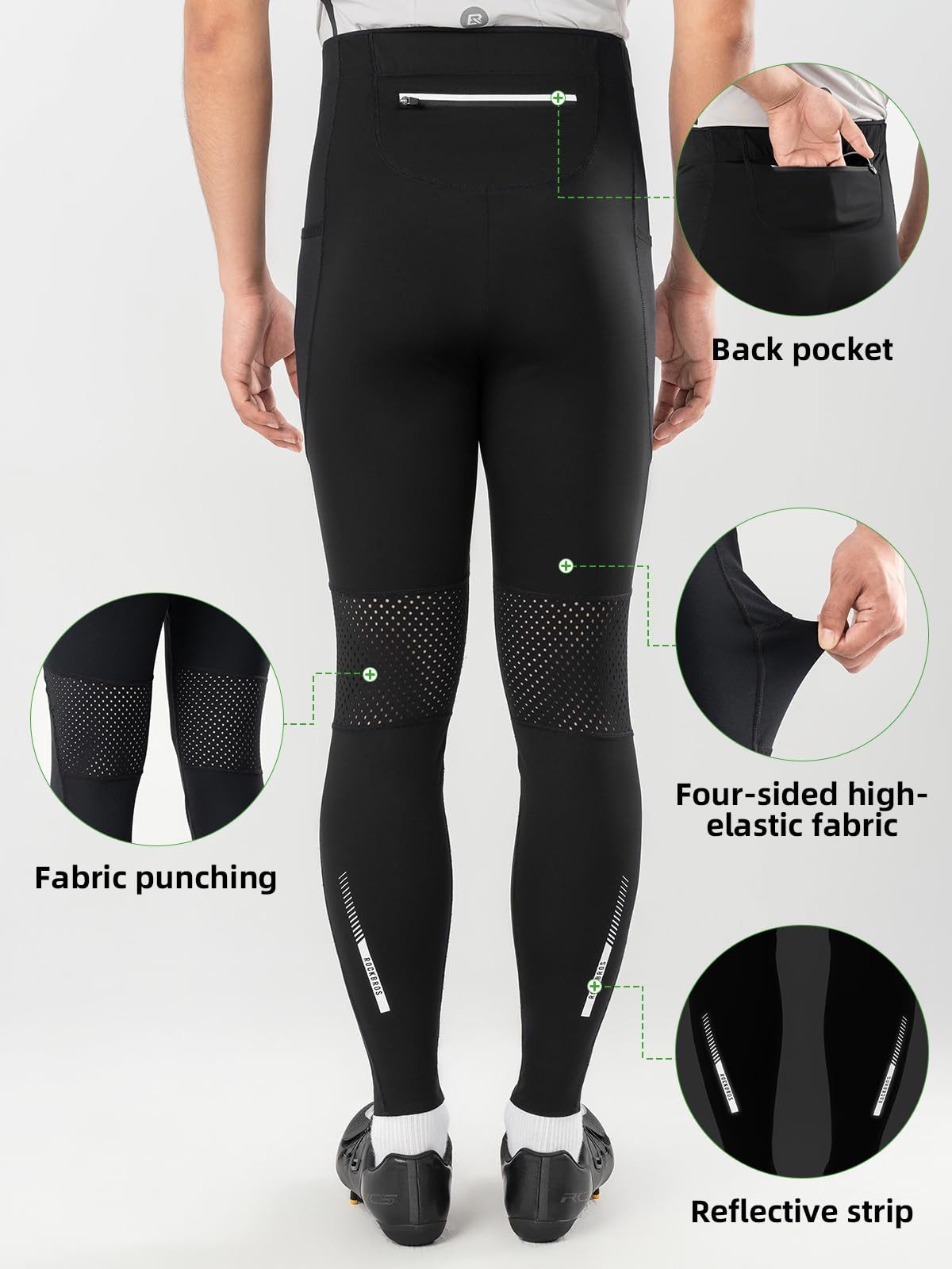 ROCKBROS Fahrradhose Lange Fahrradhose für Herren und Damen 4D-Schnitt, atmungsaktiv, mit Taschen