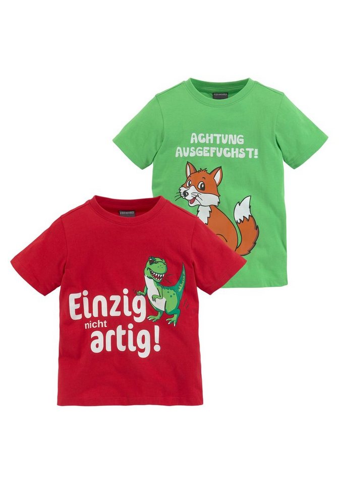 KIDSWORLD T-Shirt FUCHS UND DINO (Packung, 2-tlg)