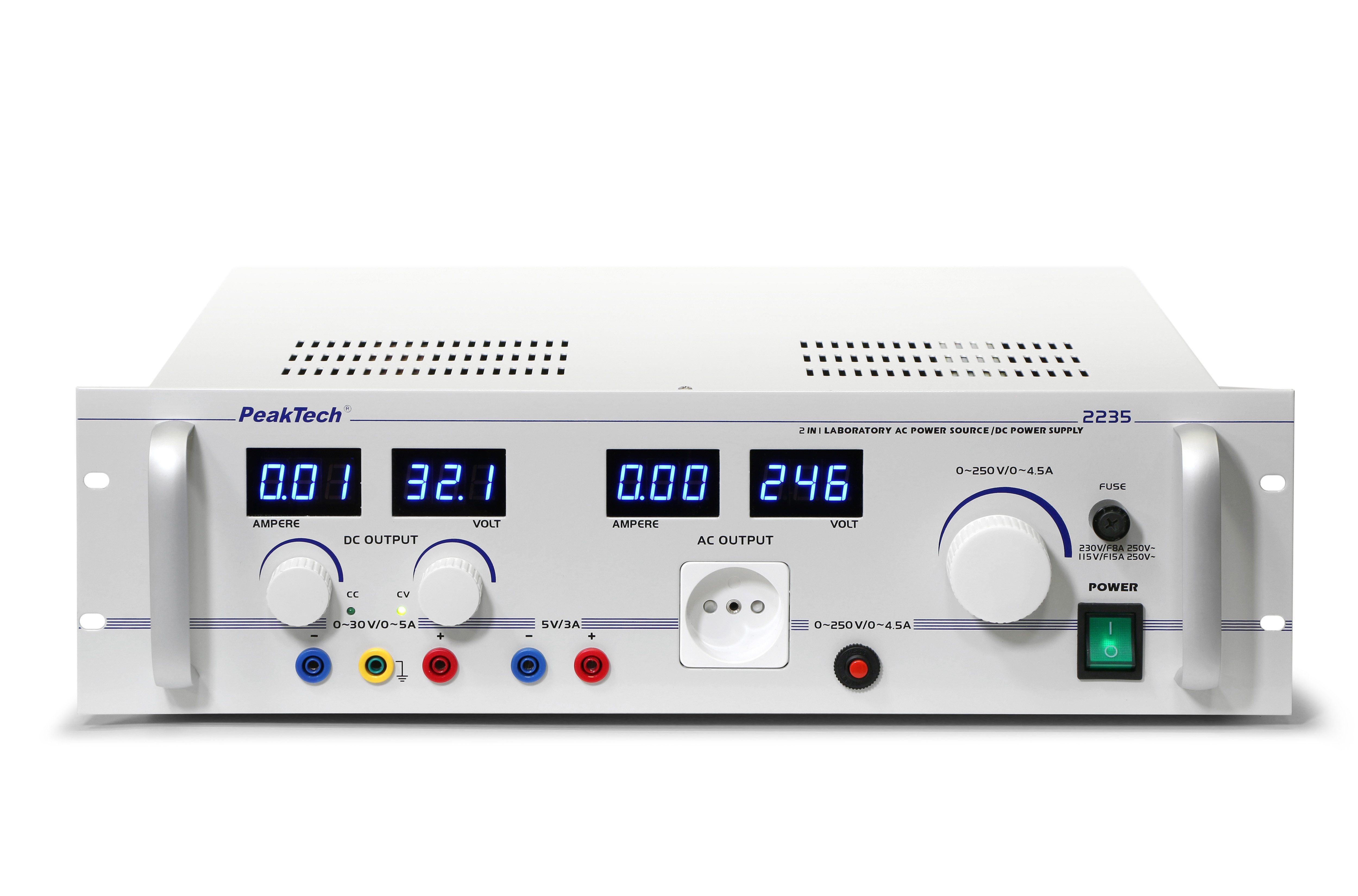 PeakTech 250V 30V 5A AC DC Labornetzgerät 0–250V / DC, Typ-C Labor-Netzteil
