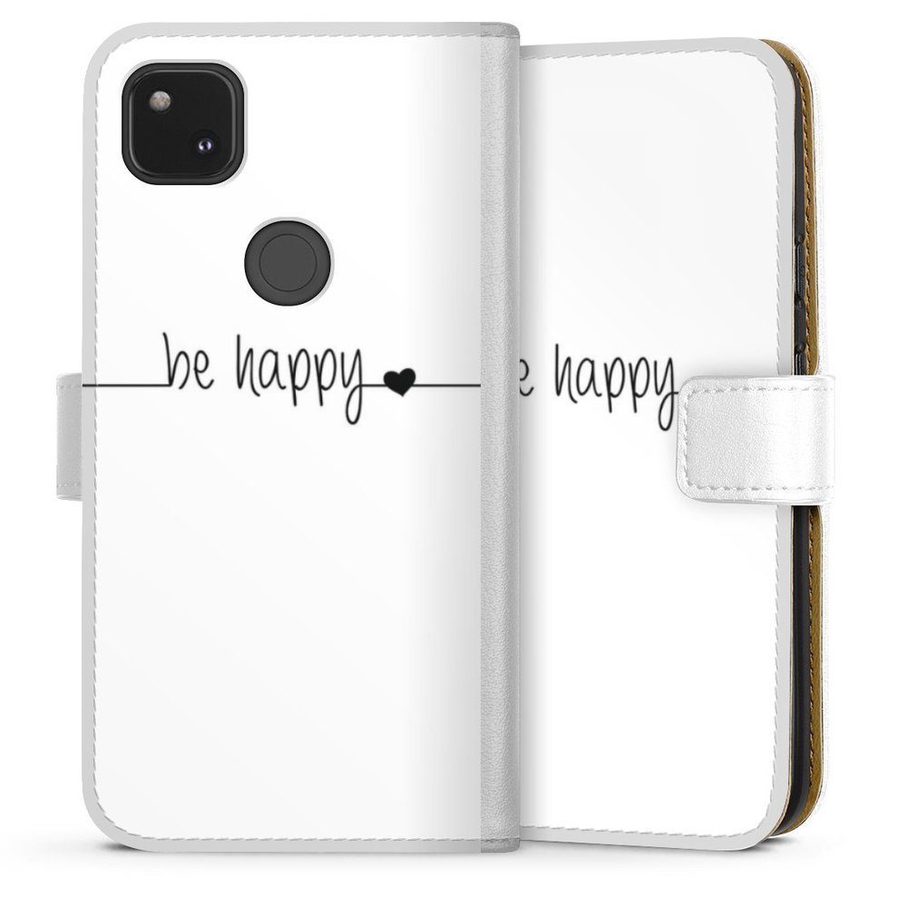 DeinDesign Handyhülle Statement Sprüche Glück Be Happy weisser