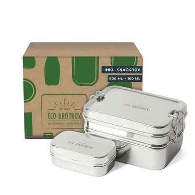 ECO Brotbox Lunchbox Dabba Magic inkl. Snackbox, Edelstahl