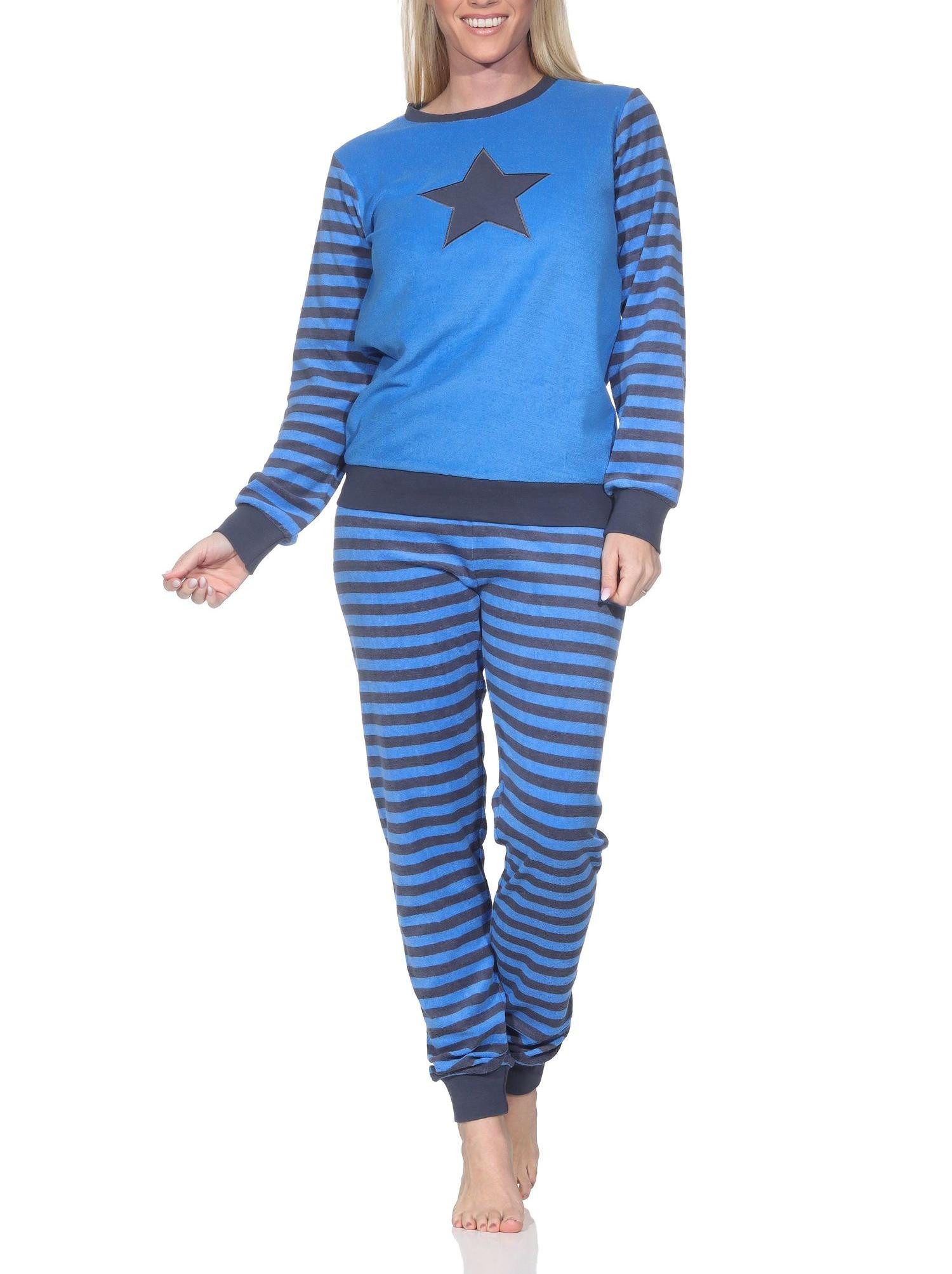 Normann Pyjama Normann Damen Frottee Schlafanzug mit Sternmotiv – auch in Übergröße