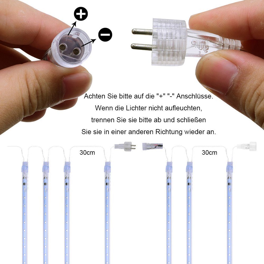 LED MUPOO Regen Lichterkette Lichter Außen Meteorschauer LED-Lichterkette Blau Wasserdichte