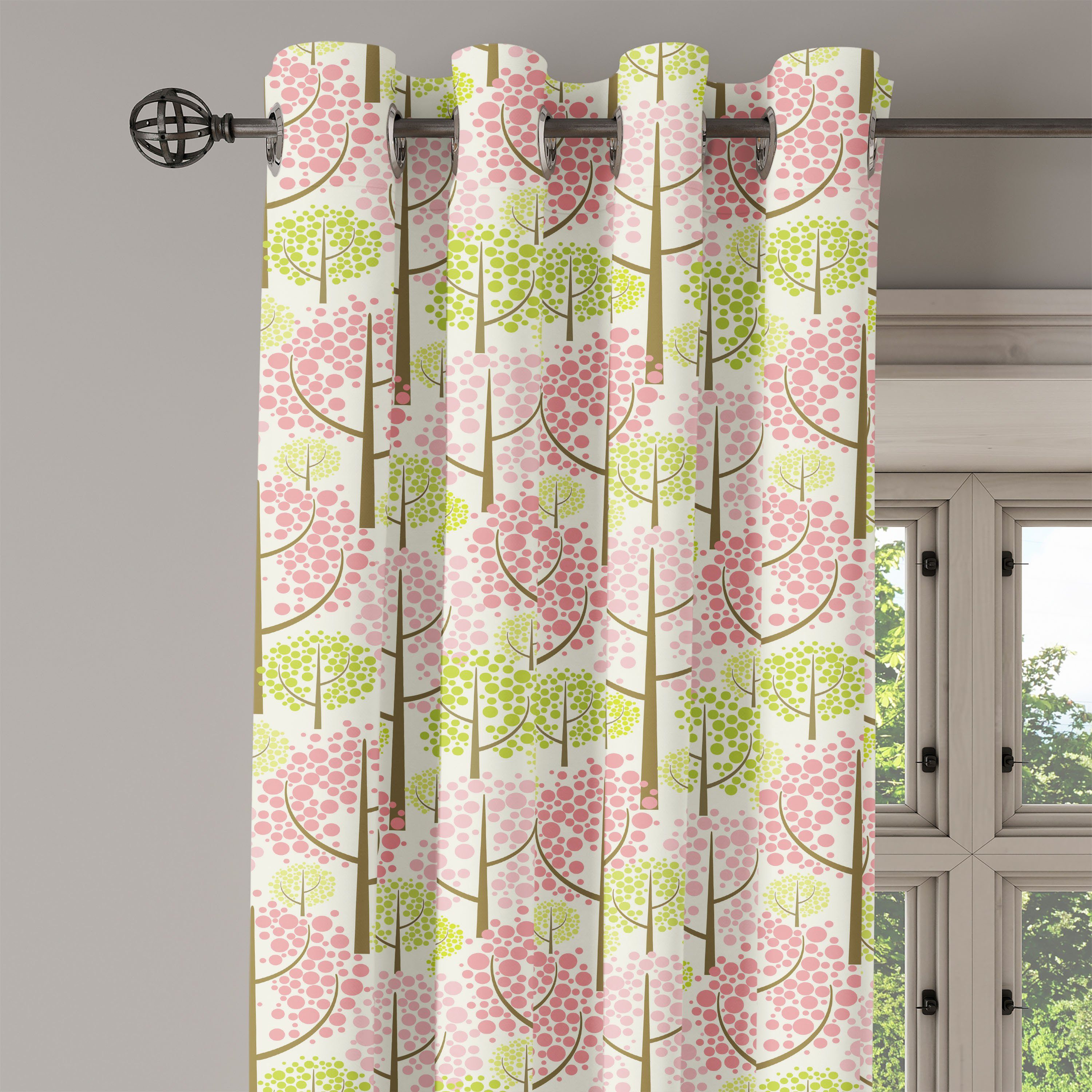 Dekorative Eastern Wohnzimmer, Abakuhaus, Baum für Gardine Schlafzimmer Blooms Cherry 2-Panel-Fenstervorhänge