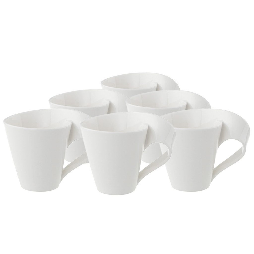 Villeroy & Boch Tasse NewWave Kaffeetasse, 200 ml, 6 Stück, weiß, 6-tlg., Porzellan, Premium Porcelain, mikrow.- & spülm.sicher, Made in Germany