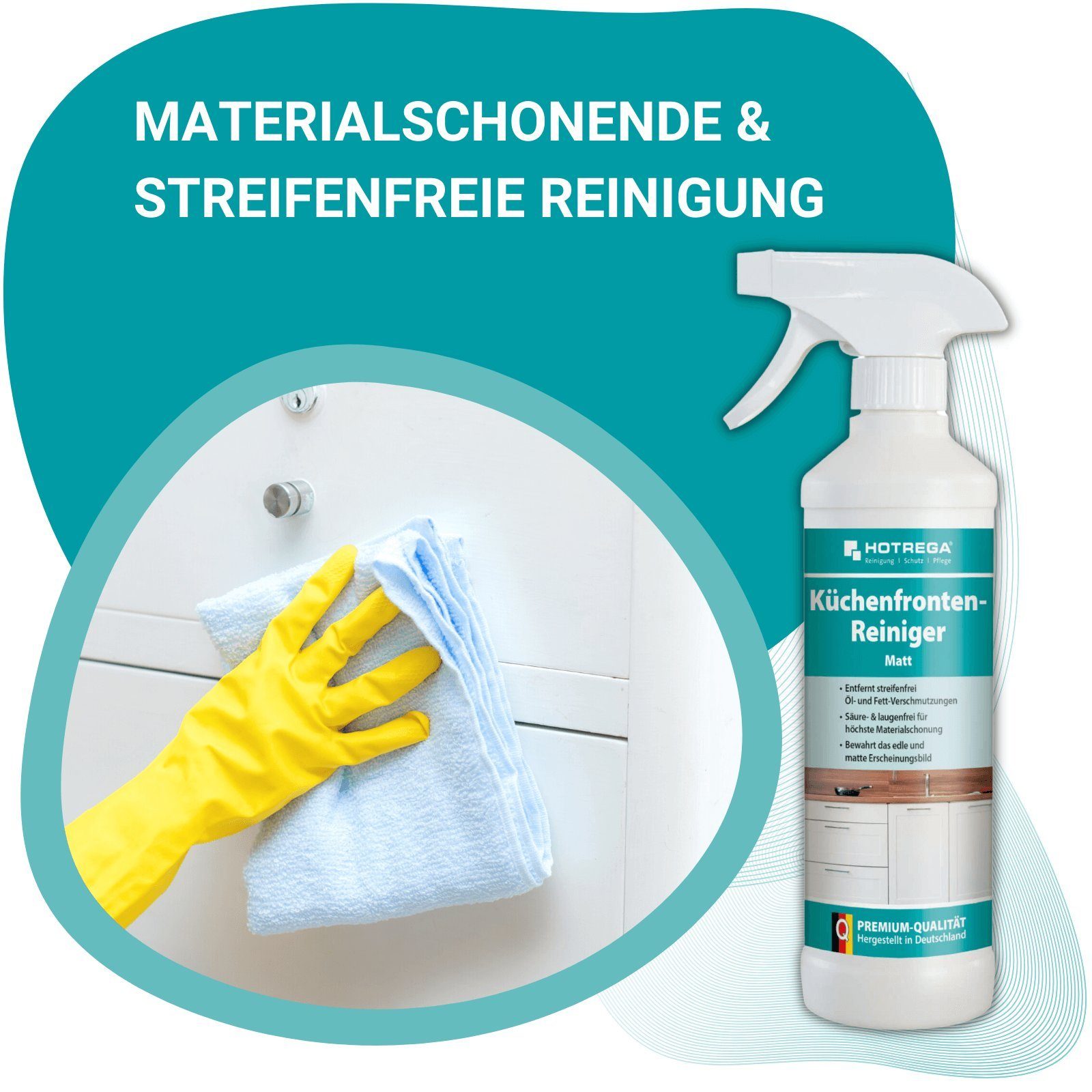 HOTREGA® Küchenfronten Reiniger matt Küchenreiniger streifenfrei 500ml Küchenreiniger
