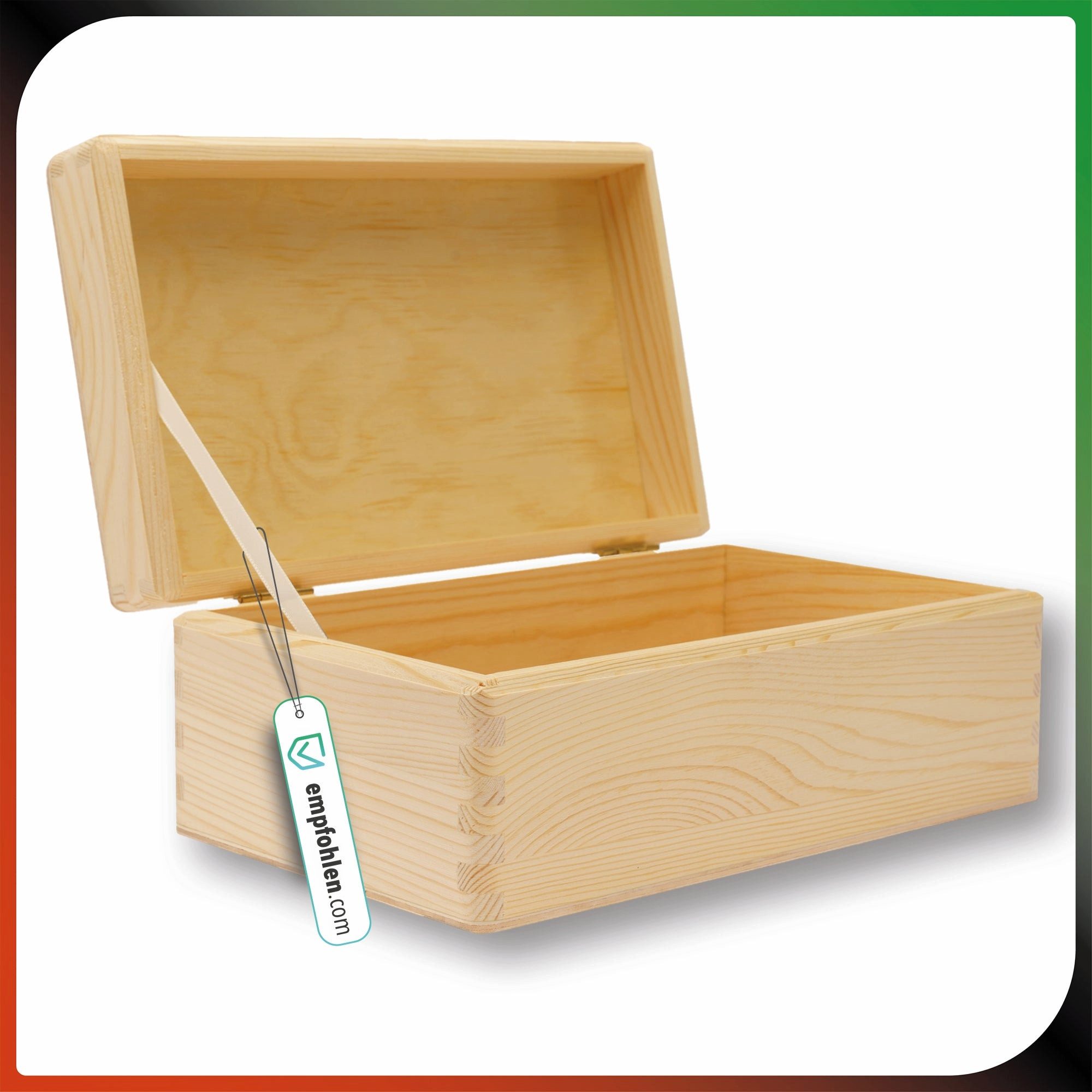 Kibun Holzkiste Holzbox mit Klappdeckel 25 x 15 x 10 cm, naturbelassen Kiste, nachhaltige Dekobox Schmuckbox Geschenkbox