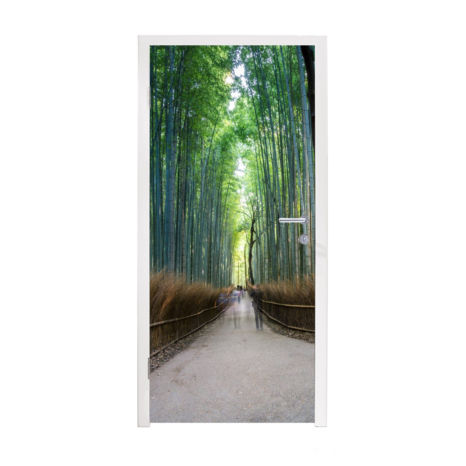 St), Matt, für in Kyoto, Türaufkleber, im 75x205 Sonnenaufgang Arashiyama-Bambuswald Fototapete Tür, (1 cm Türtapete MuchoWow bedruckt,