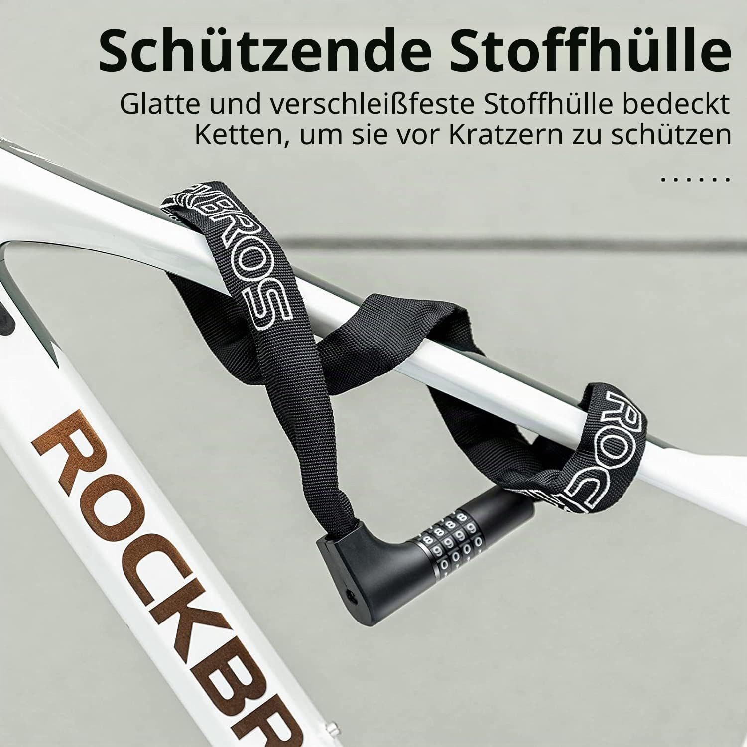 ROCKBROS Kettenschloss Fahrrad Kettenschloss mit 4-stelligem Code 96cm/6mm aus Stahl