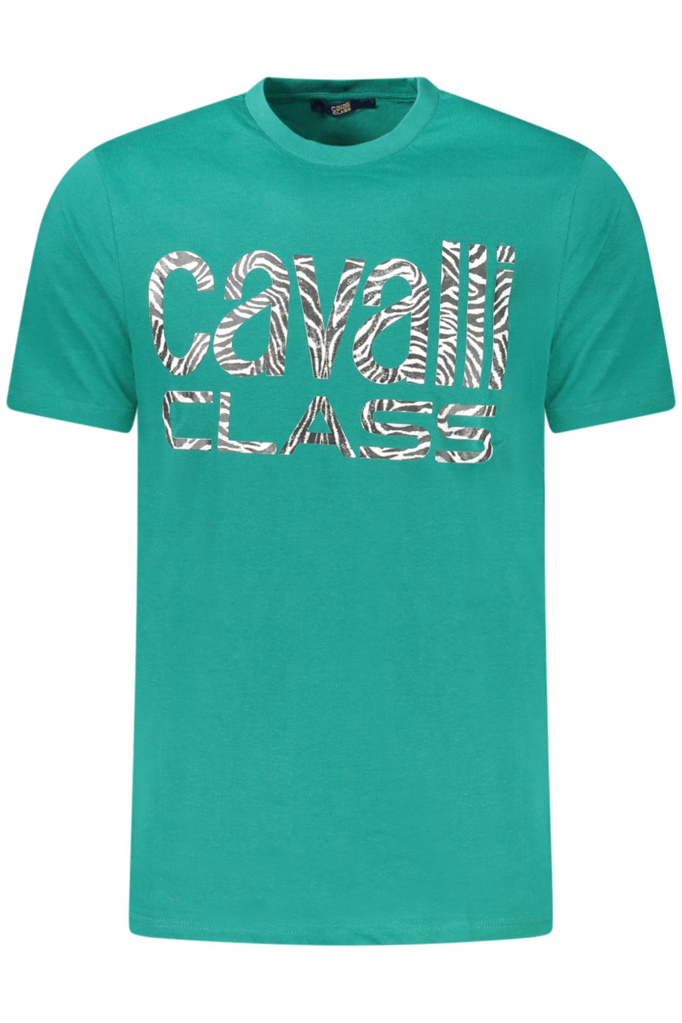 Cavalli Class T-Shirt Grünes Herren T-Shirt mit Logo-Print und