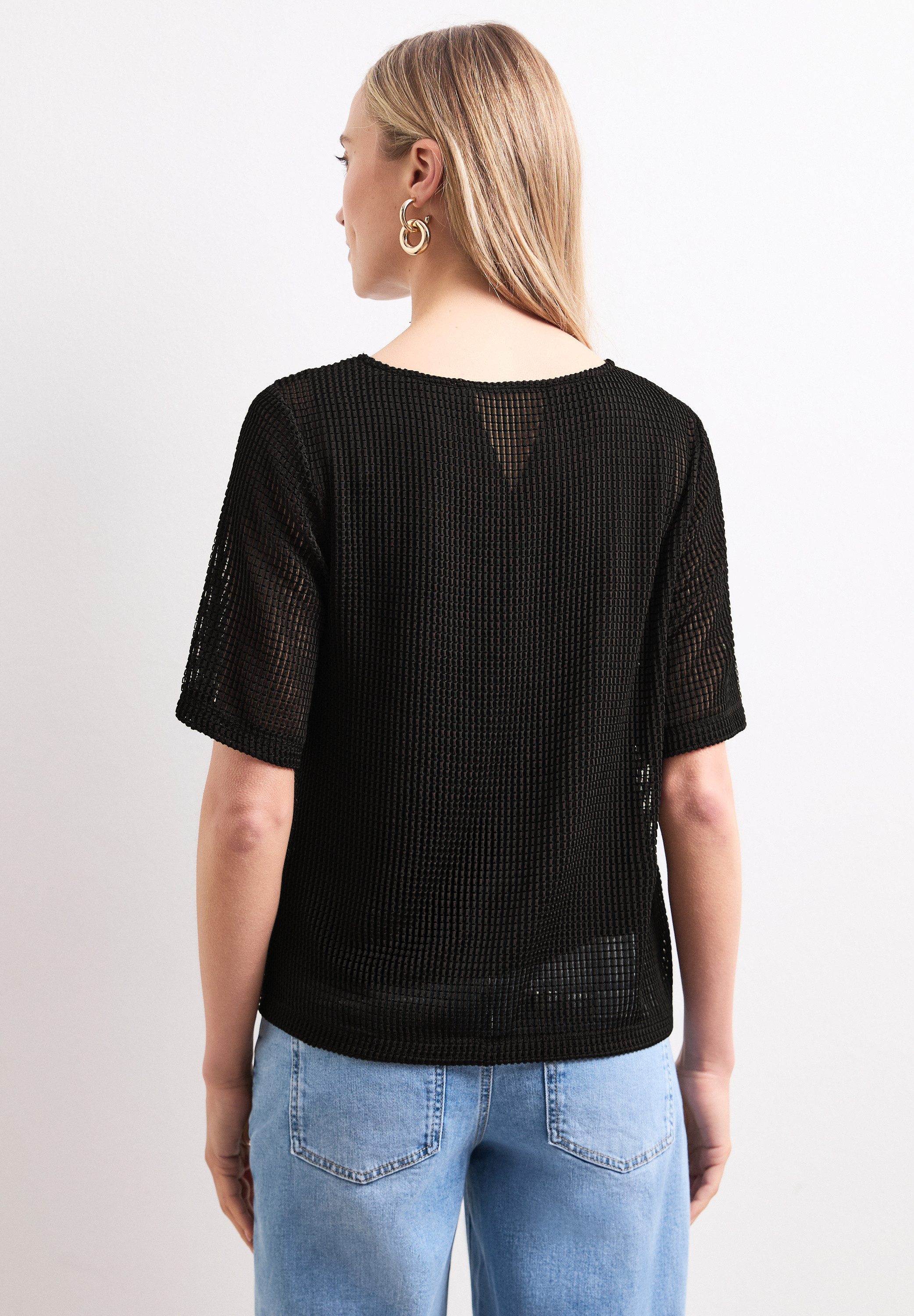 STREET ONE 2-in-1-Shirt Sommershirt aus Mesh mit U-Boot-Ausschnitt – Bild 2 von 5