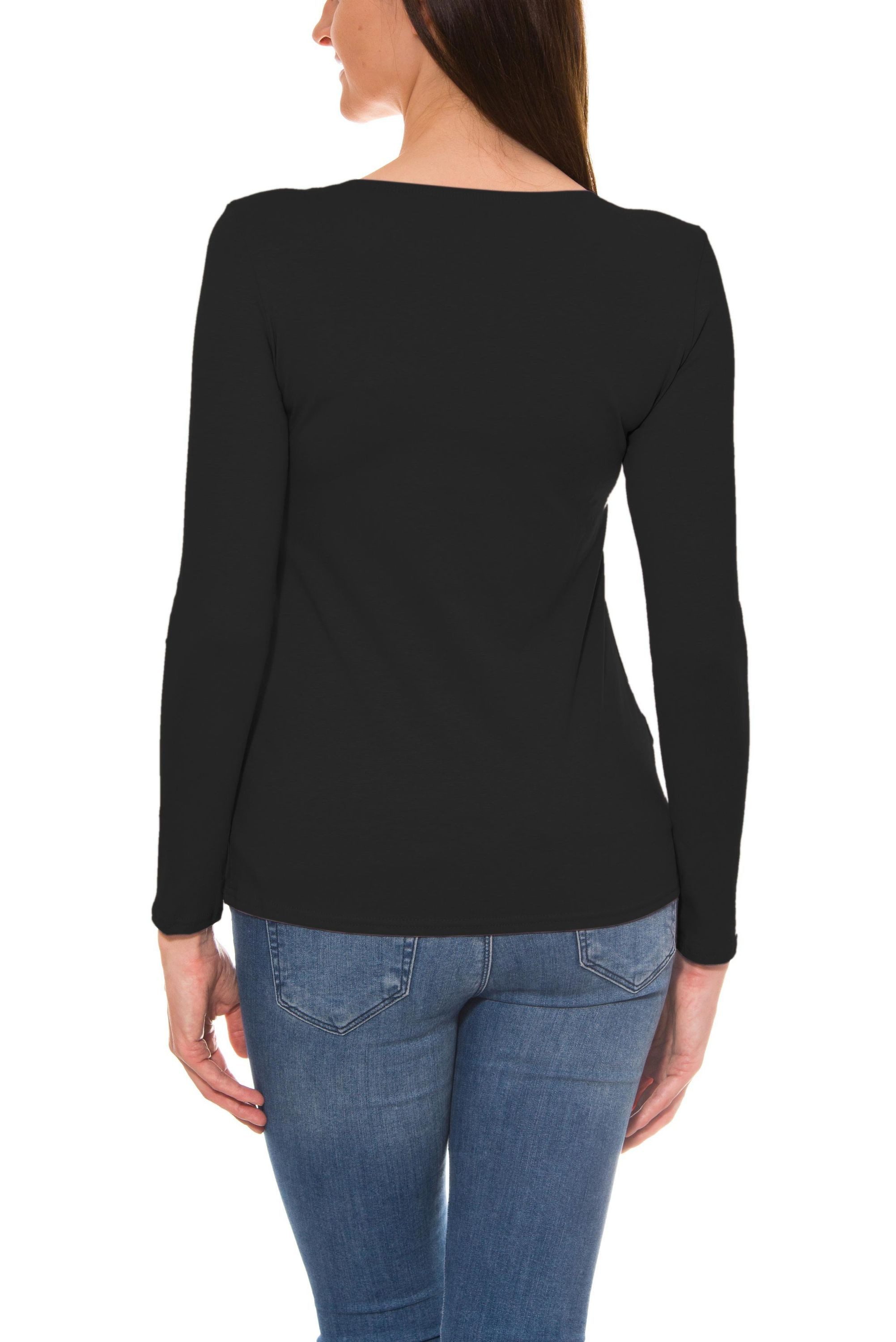 Alkato Longshirt Alkato Damen Langarm Shirt mit O-Ausschnitt