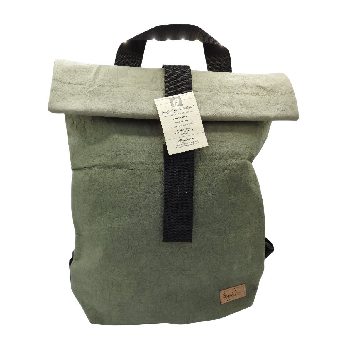 Beauty Thinxx Freizeitrucksack Rucksack Wave Nature, 100 % WASCHBARES PAPYR®. PFLANZLICH. NATÜRLICH. Moos Green