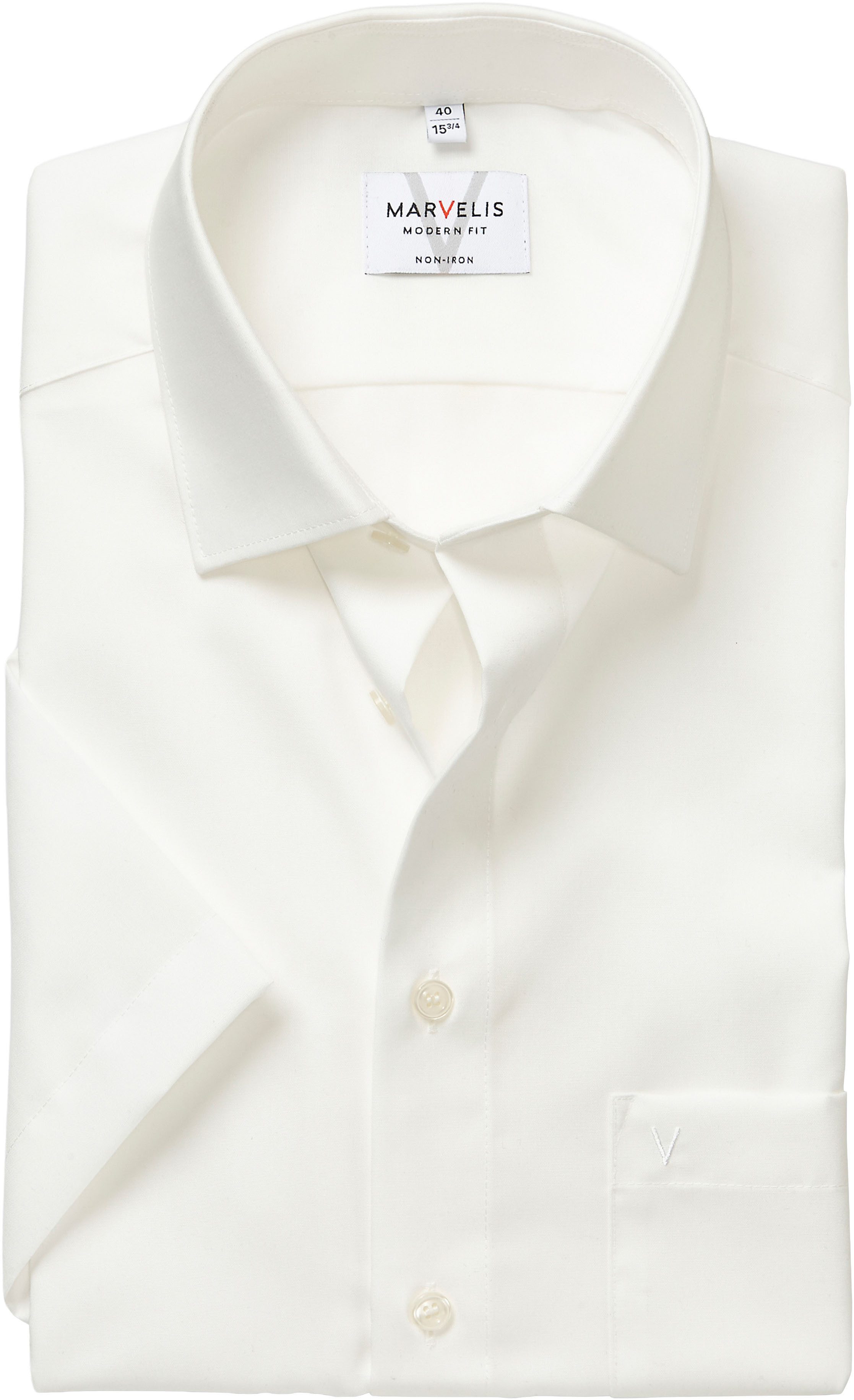 MARVELIS Kurzarmhemd modern fit, Busnesshemd, New Kentkragen, bügelfrei