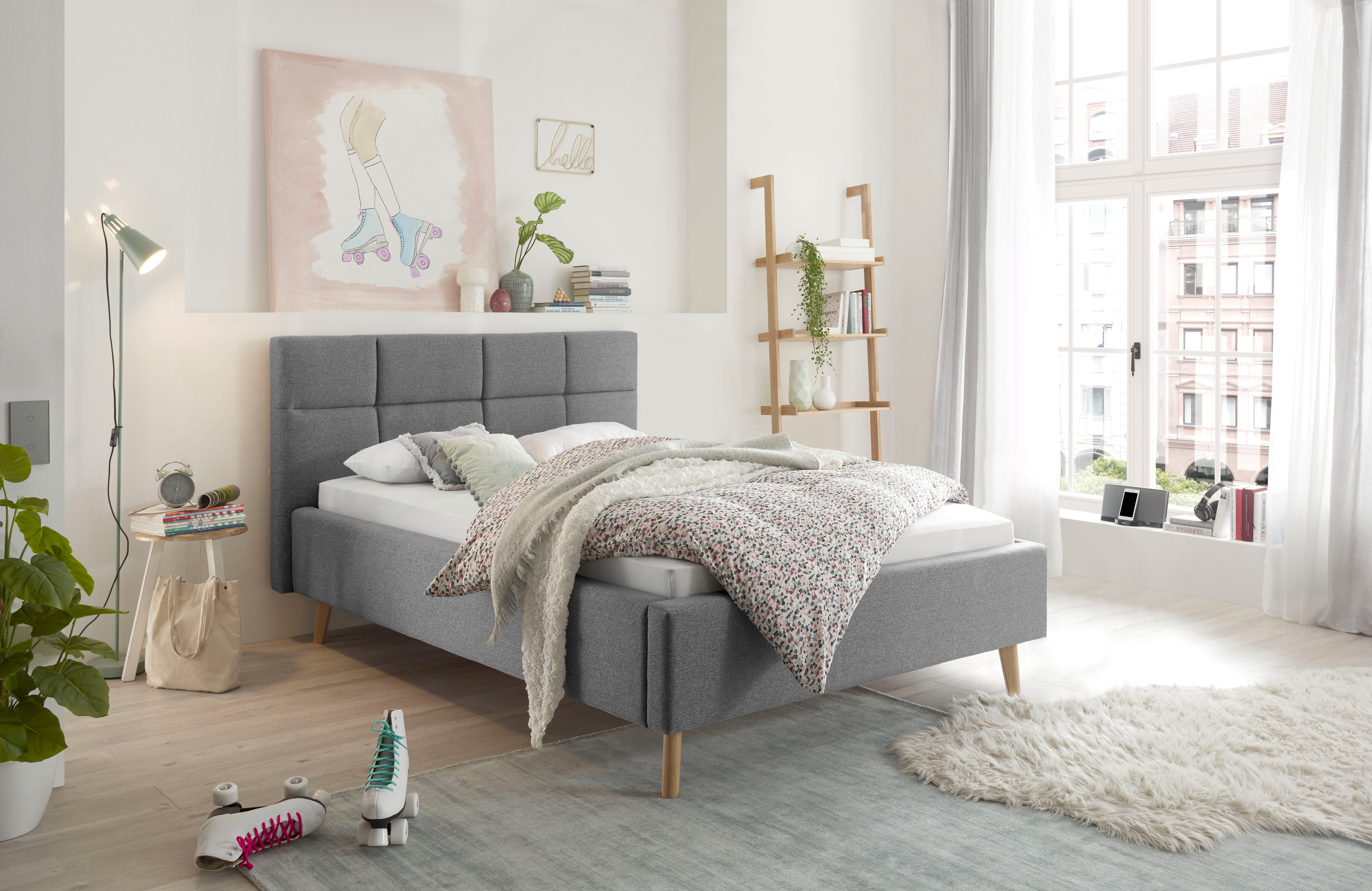 set one by Musterring Polsterbett Cary, wahlweise mit Matratze und Lattenrost, Füße in Eiche natur