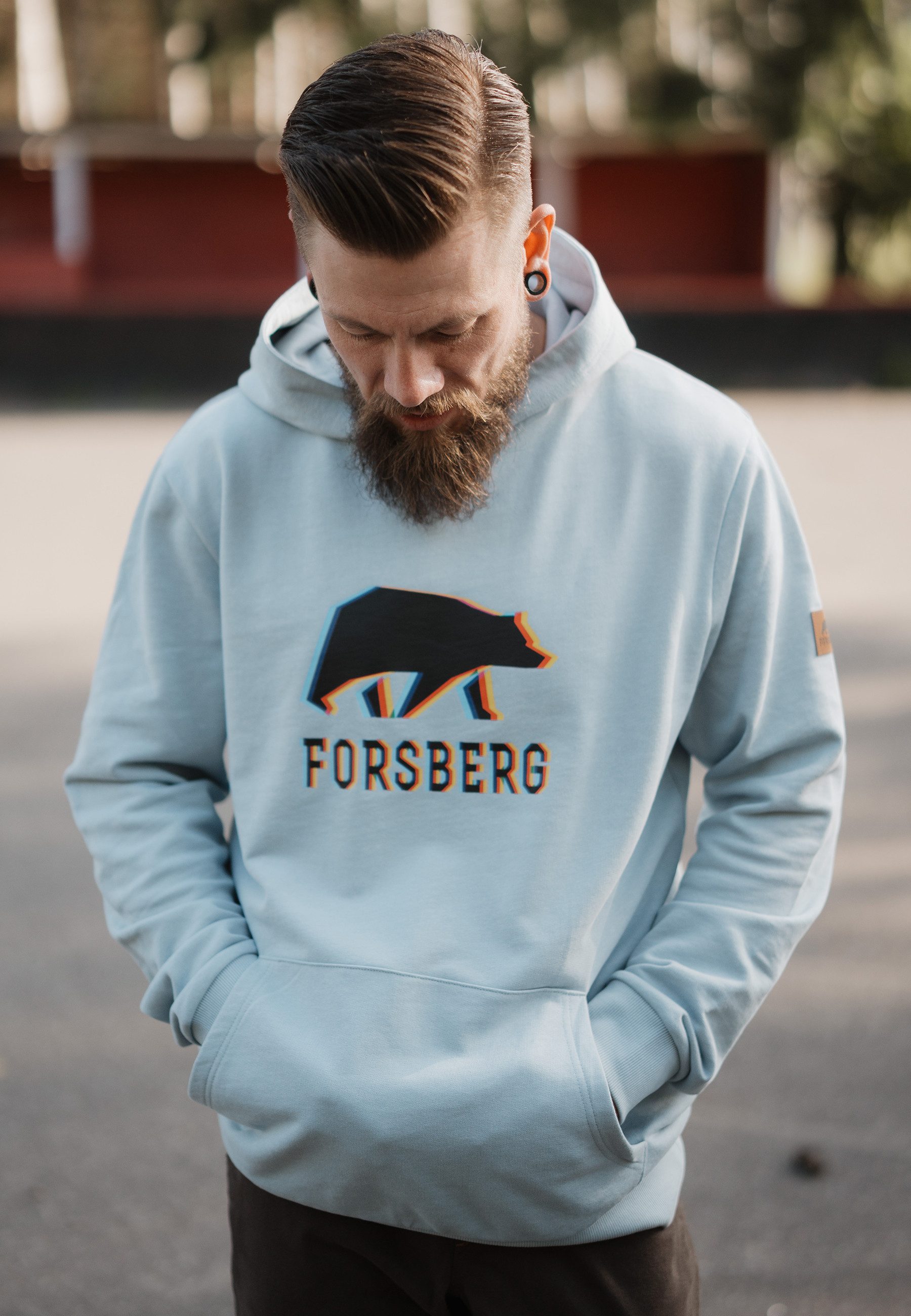 FORSBERG Sweatshirt Hoodie mit schwarzem Anaglyph-Logo