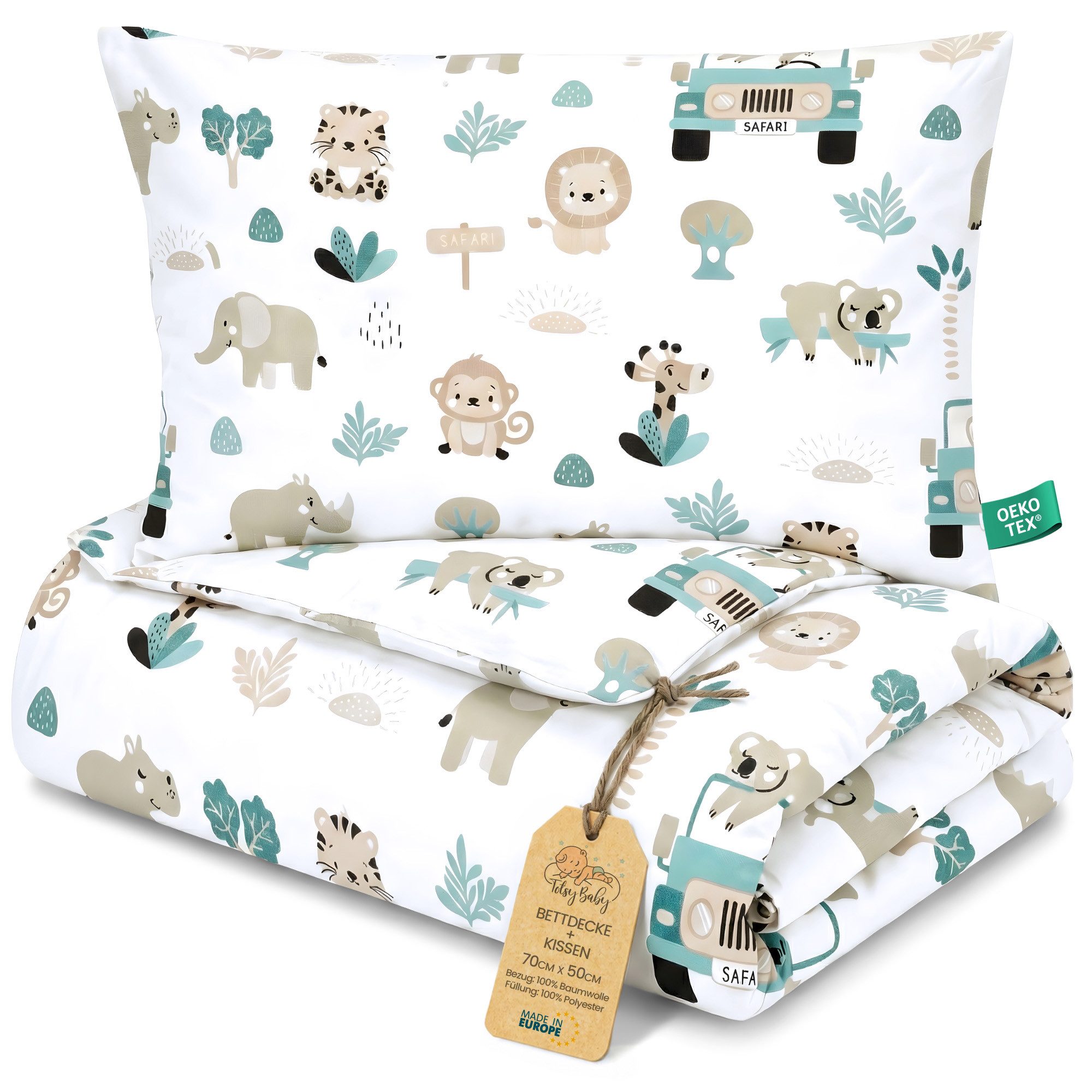 Totsy Baby Babybettwäsche Kinder Bettdecke ohne Bezug – Baby Decke und Kissen Set aus Baumwolle