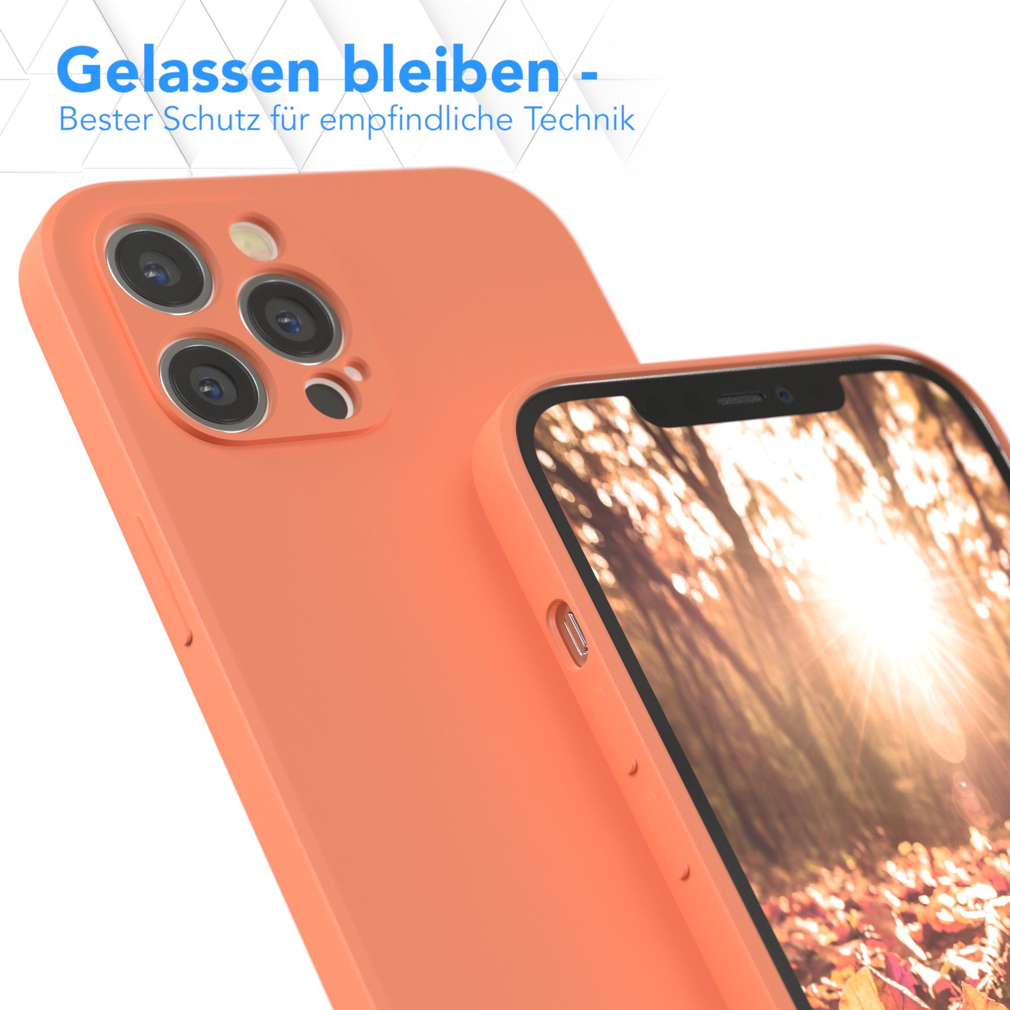 EAZY CASE Handyhülle für Apple iPhone 12 Pro Max Hülle Silikon 6,7 Zoll, Schutzhülle mit Kameraschutz telefonhülle elastisch bumper tpu Orange – Bild 4 von 5