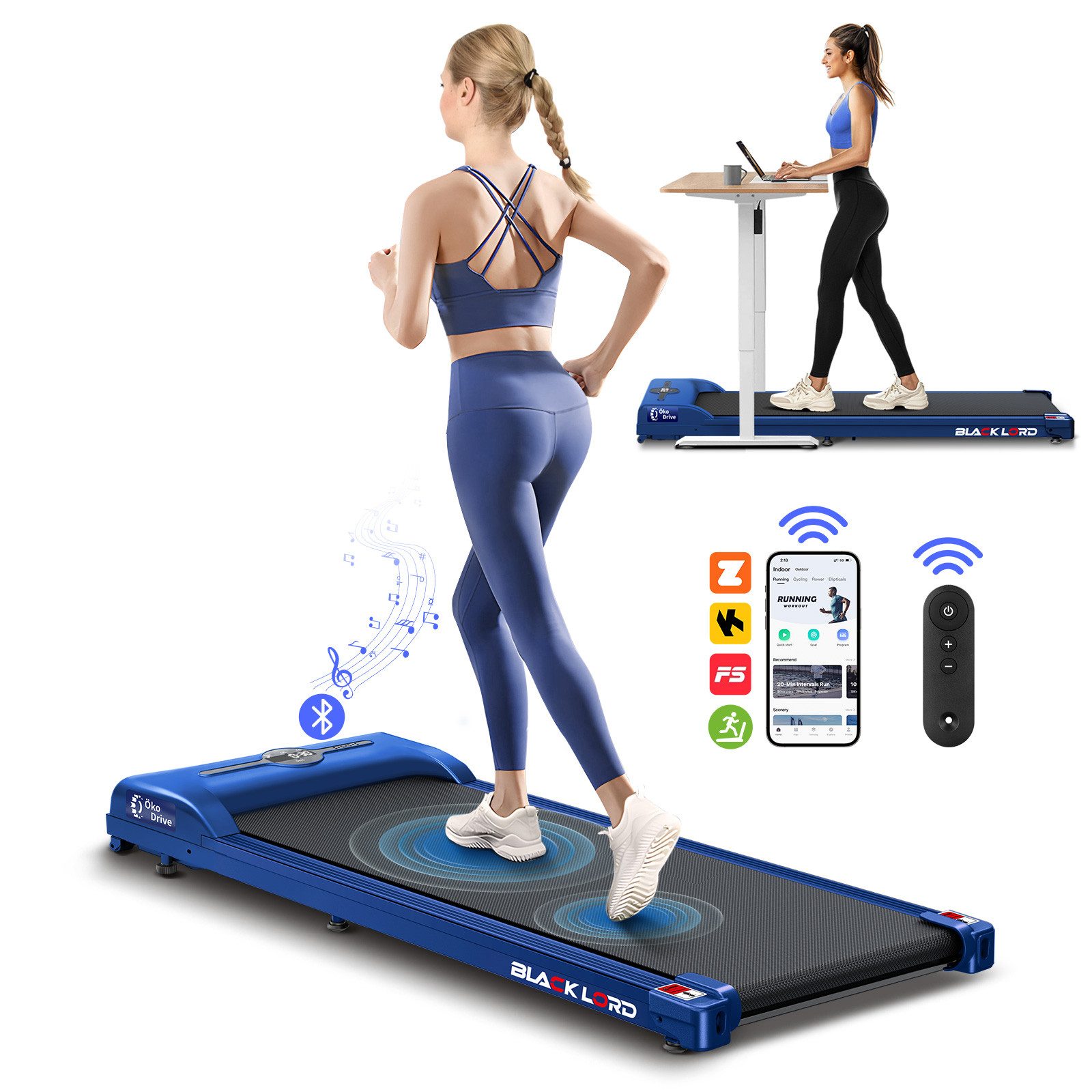 Laufband für Zuhause, Walking Pad, mit LED-Anzeige 12km/h mit Steigung