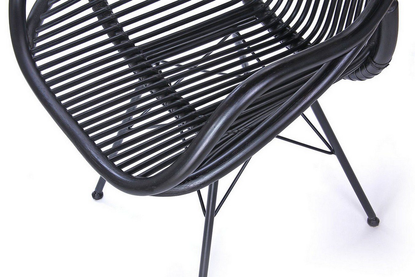 jankurtz Retro-Style Rattanstuhl Area Stuhl schwarz