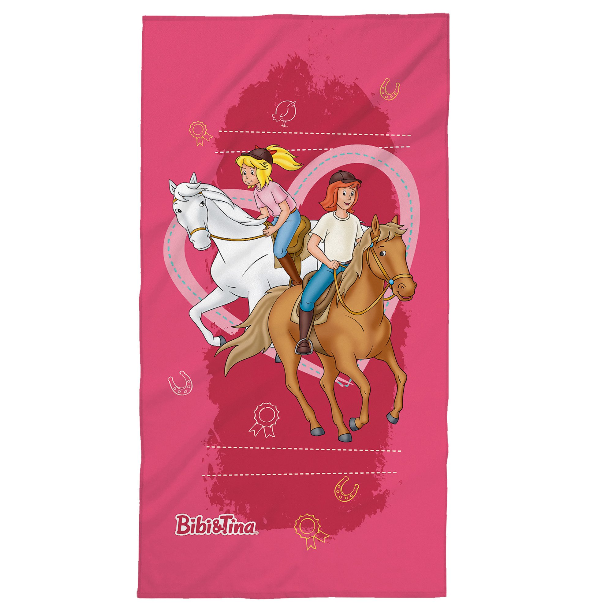 BERONAGE Strandtuch Bibi und Tina Badetuch Herz 75x150 cm, 100% Baumwolle ( günstig online kaufen
